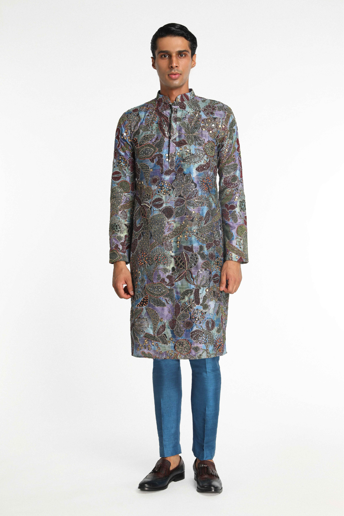 Vortex - Sapphire Blue Raw Silk Kurta Set
