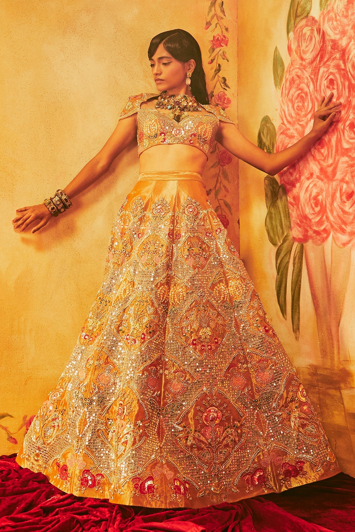 Melina - Copper Tissue Lehenga Set