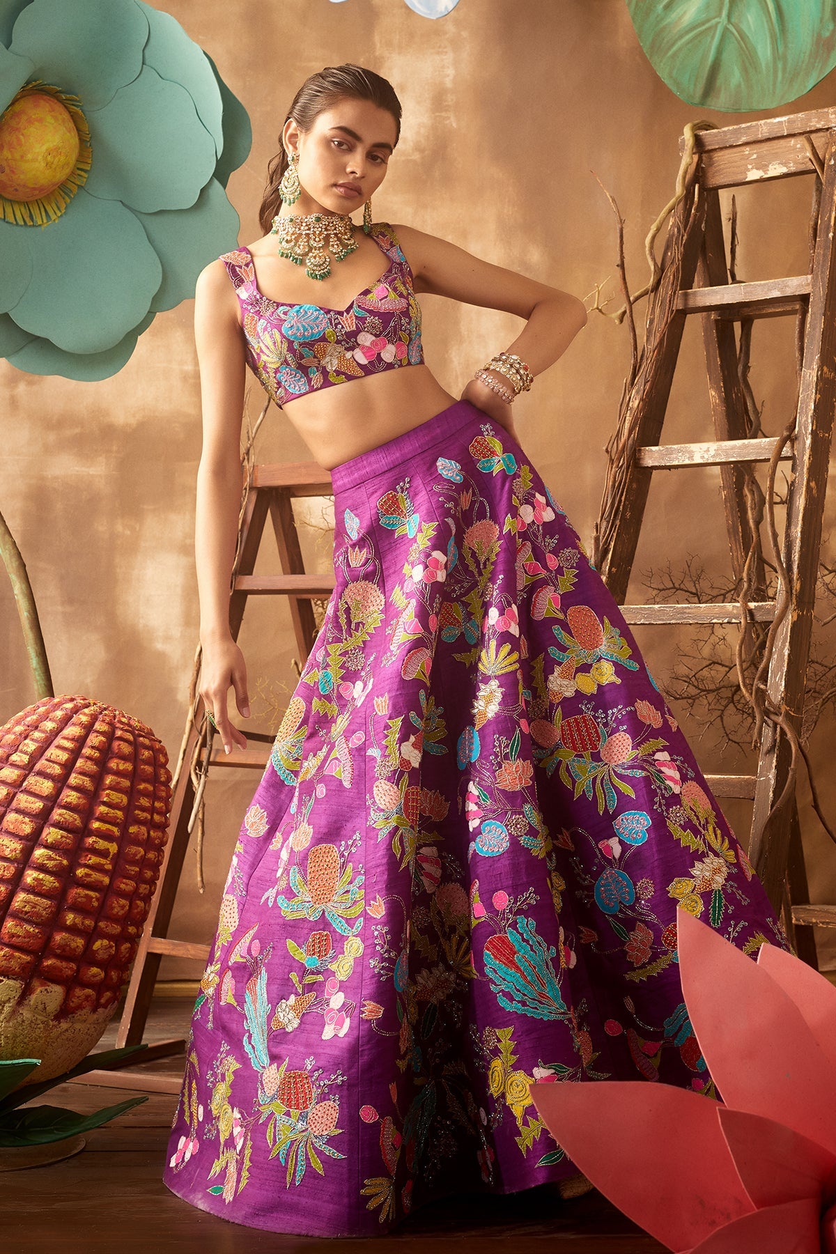 Iris - Purple Raw Silk Lehenga Set