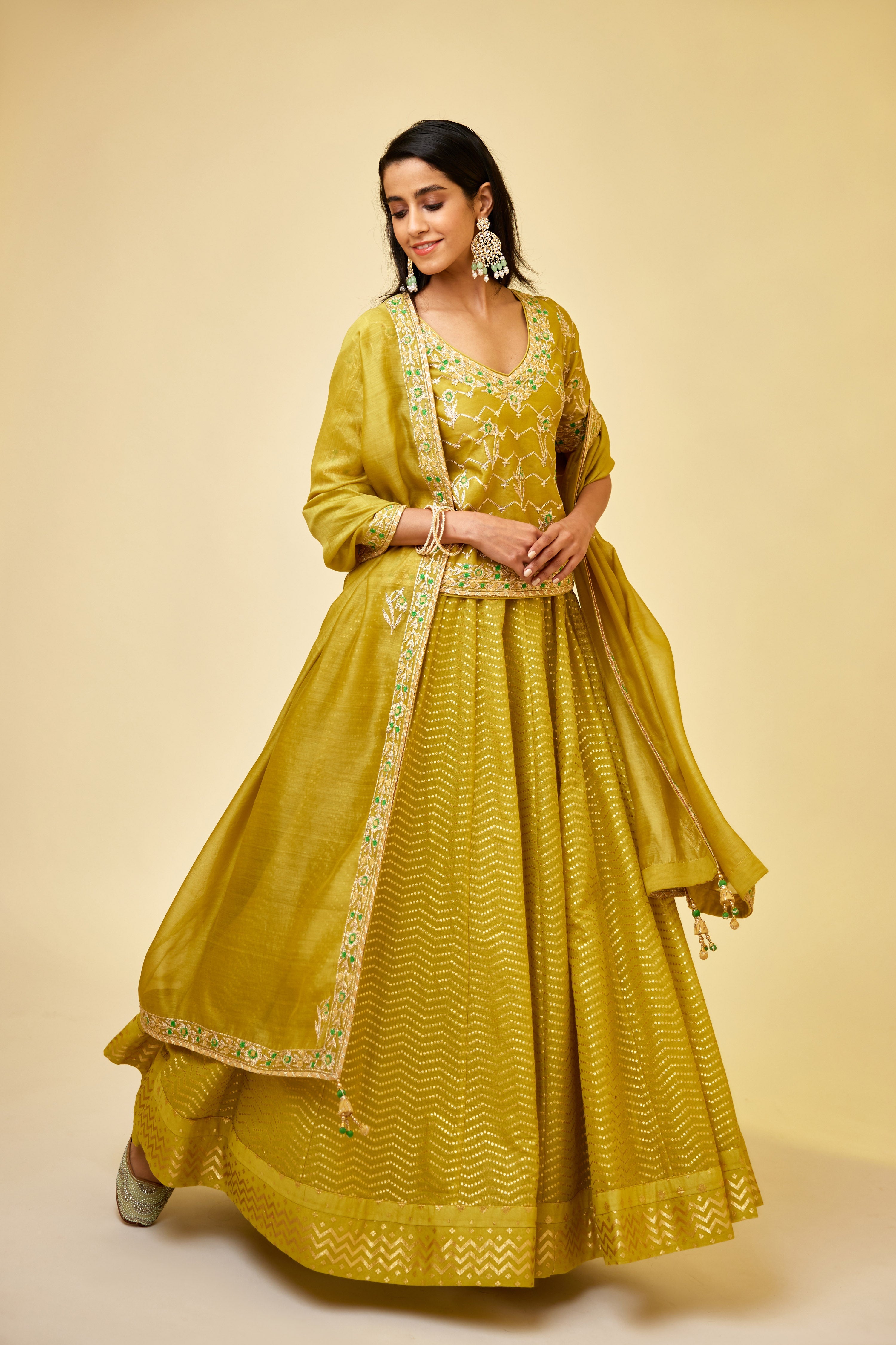 Olive Green Skirt Set