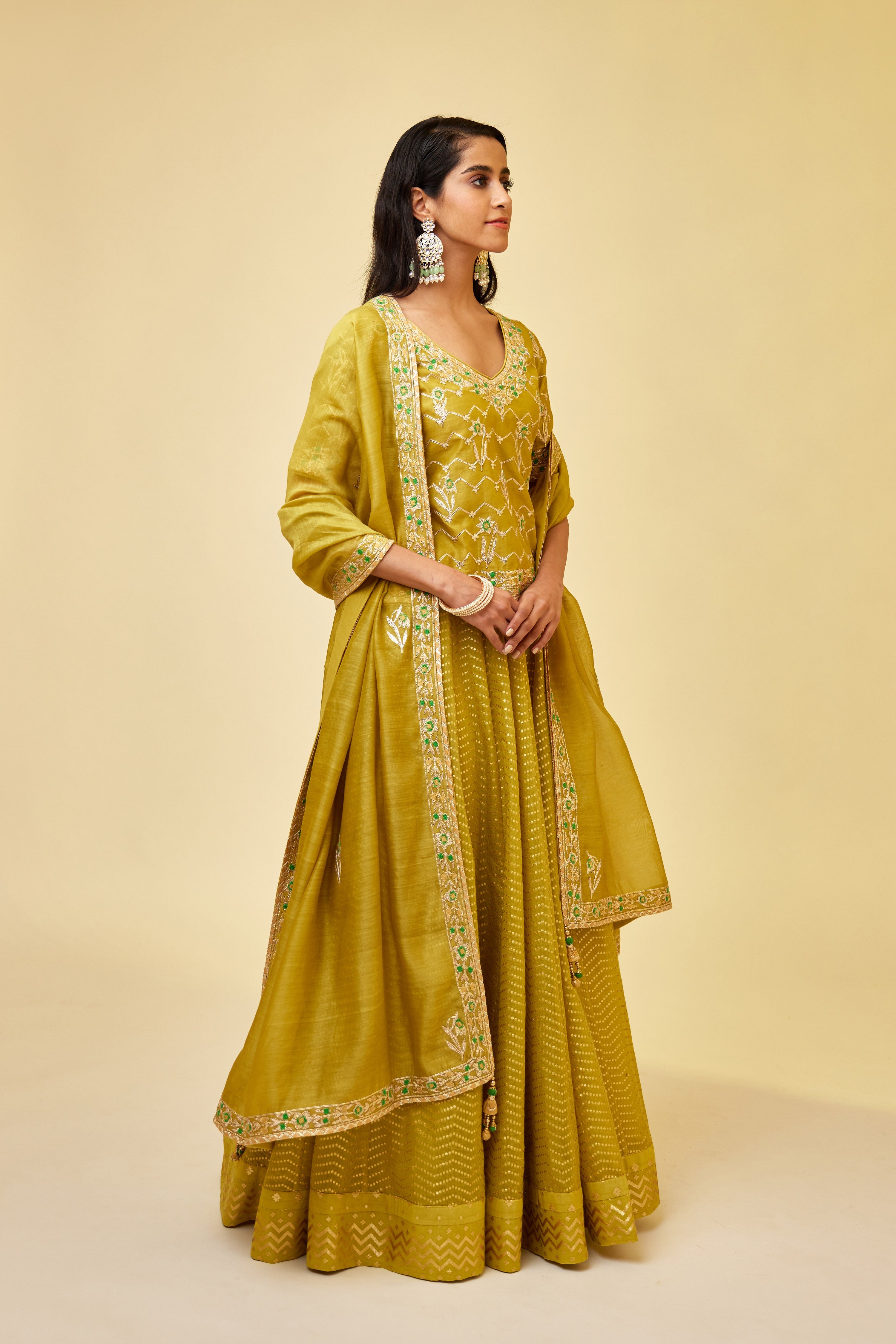 Olive Green Skirt Set