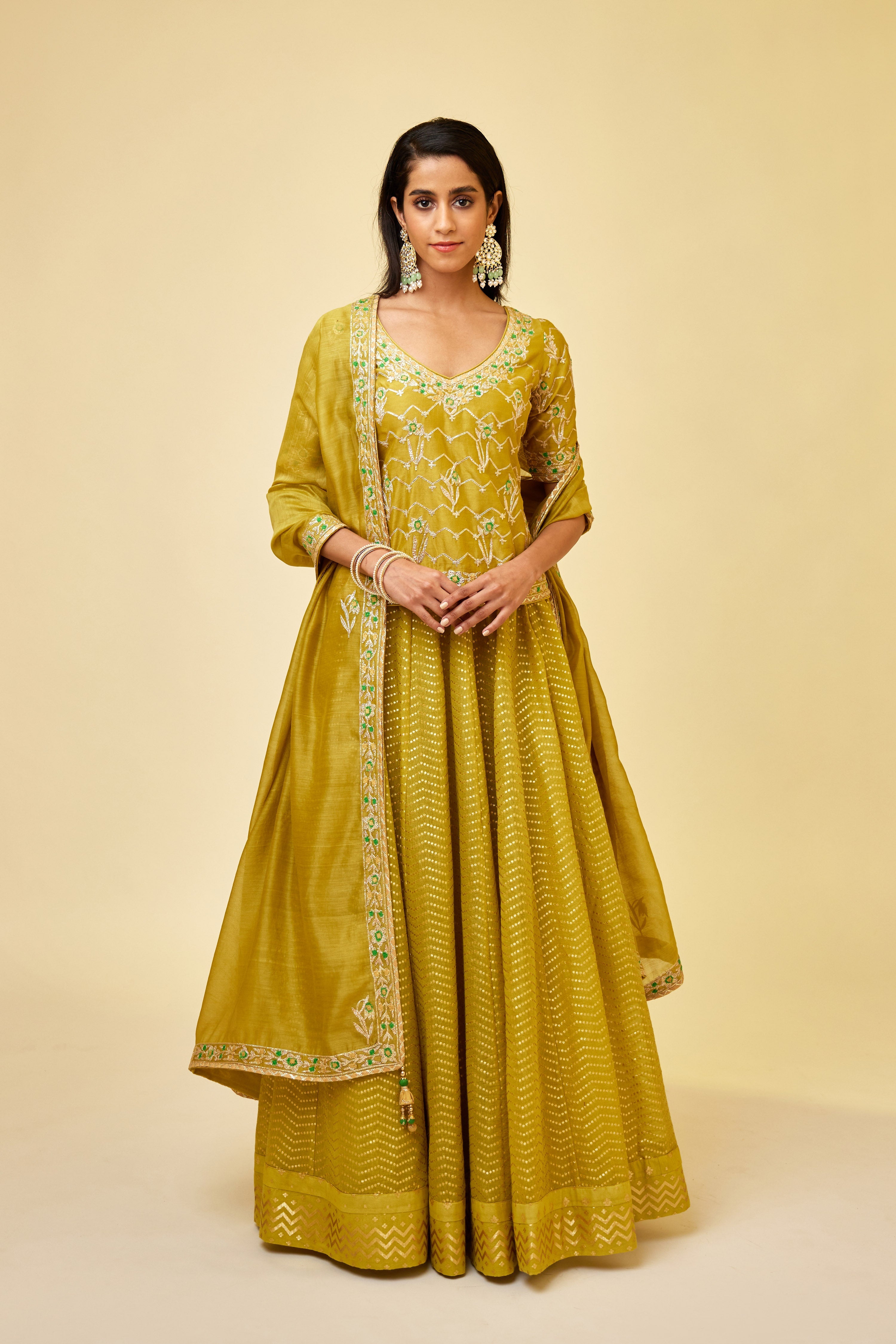 Olive Green Skirt Set