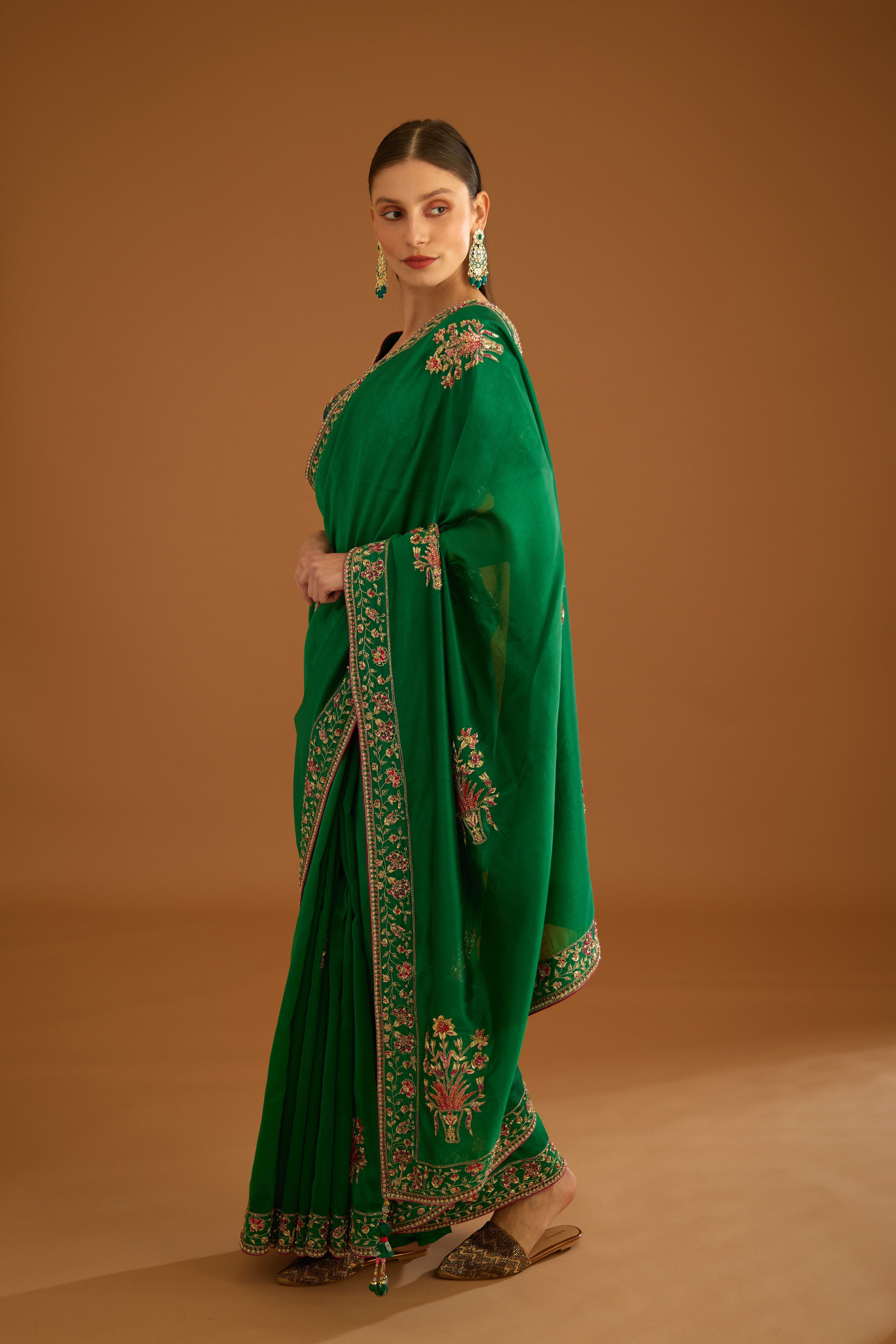Alpine Green Saree Set