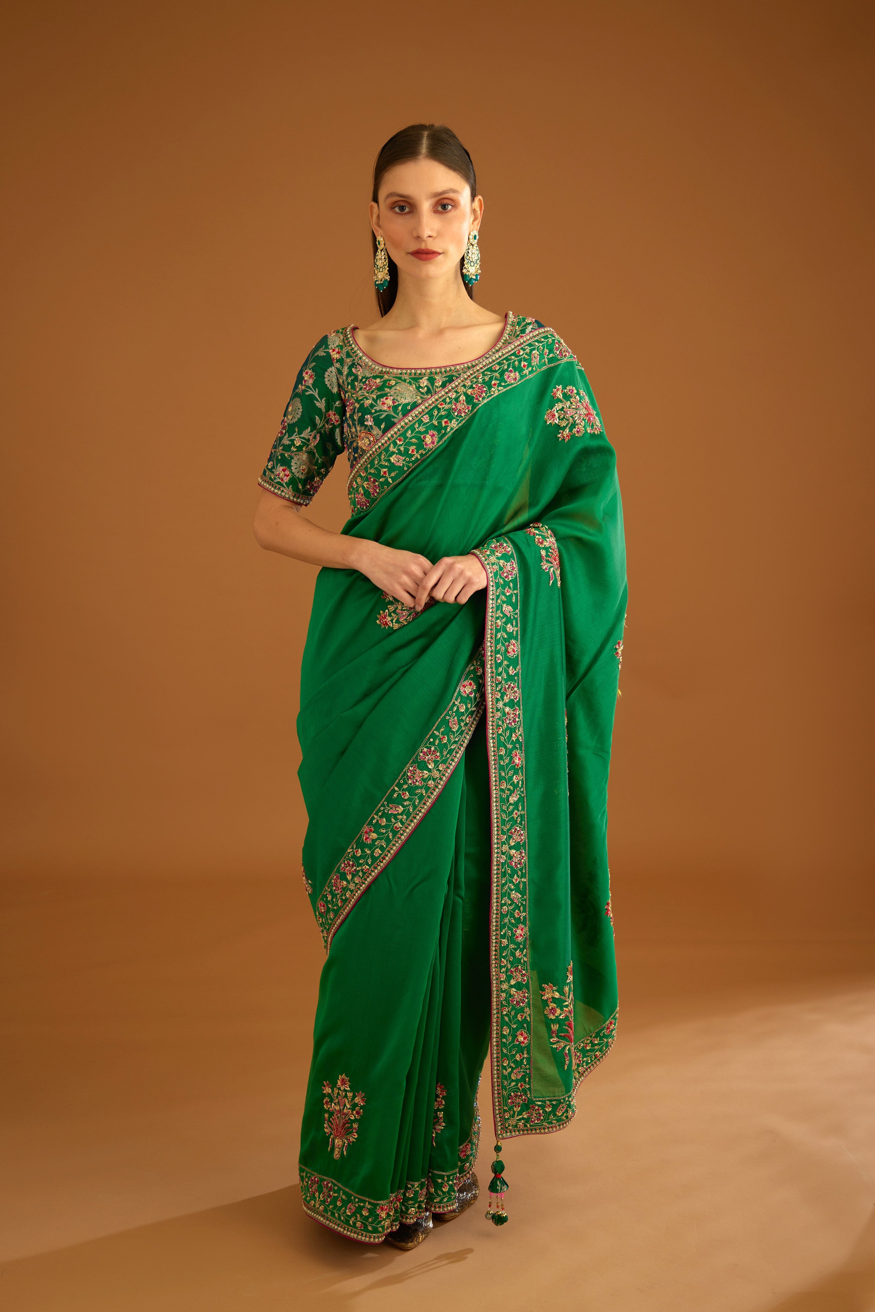 Alpine Green Saree Set