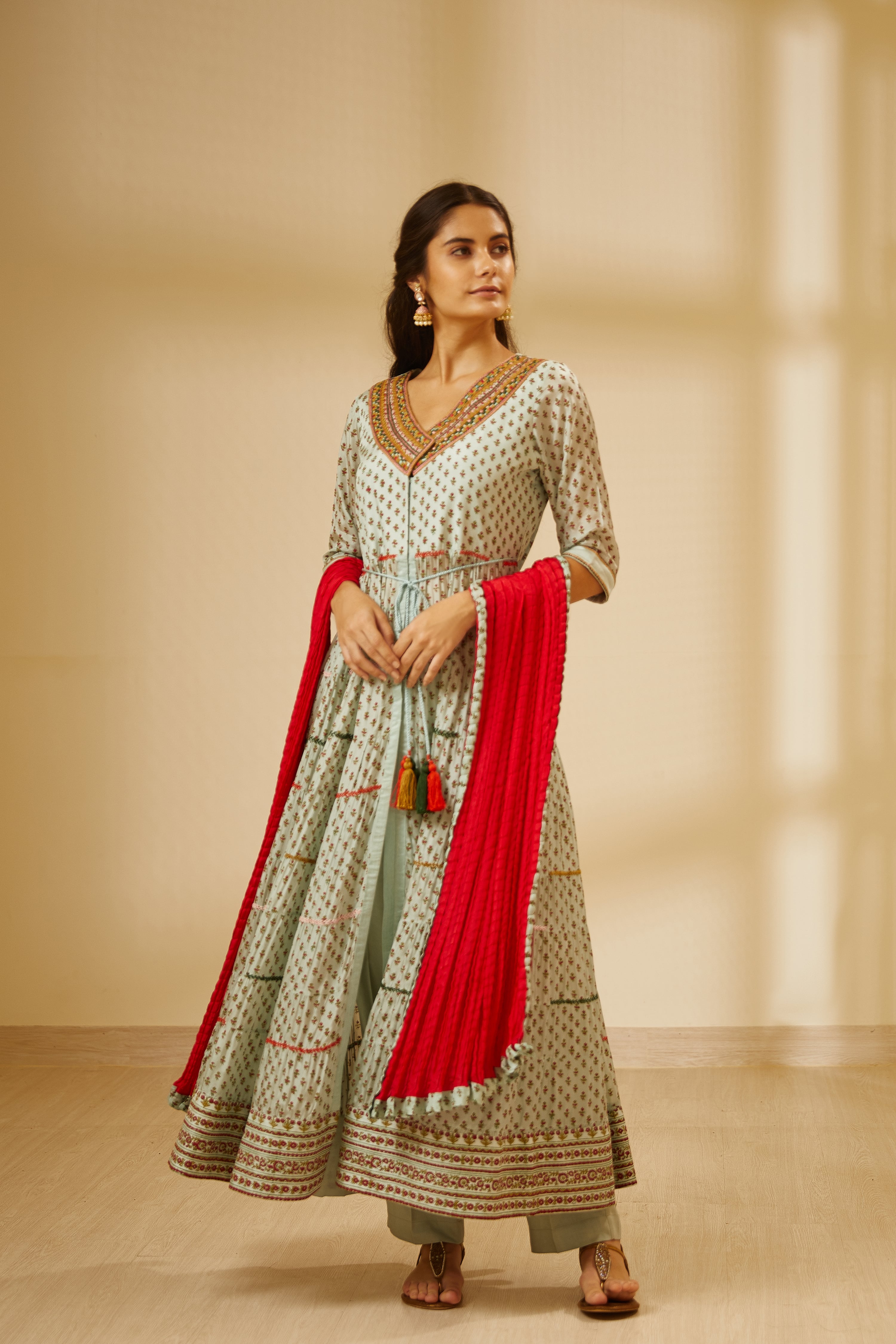 Light Sea Green Anarkali Set