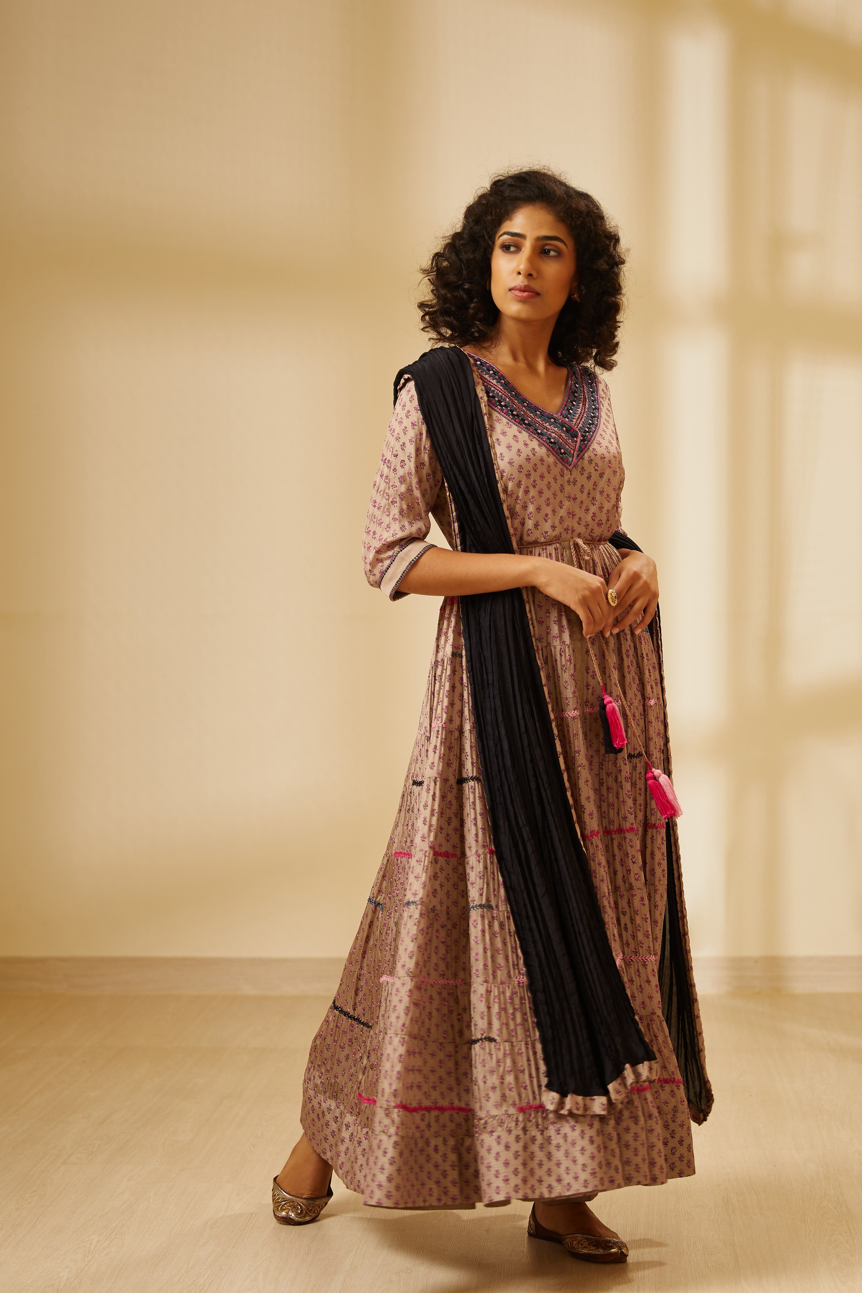 Natural Mauve Anarkali Set