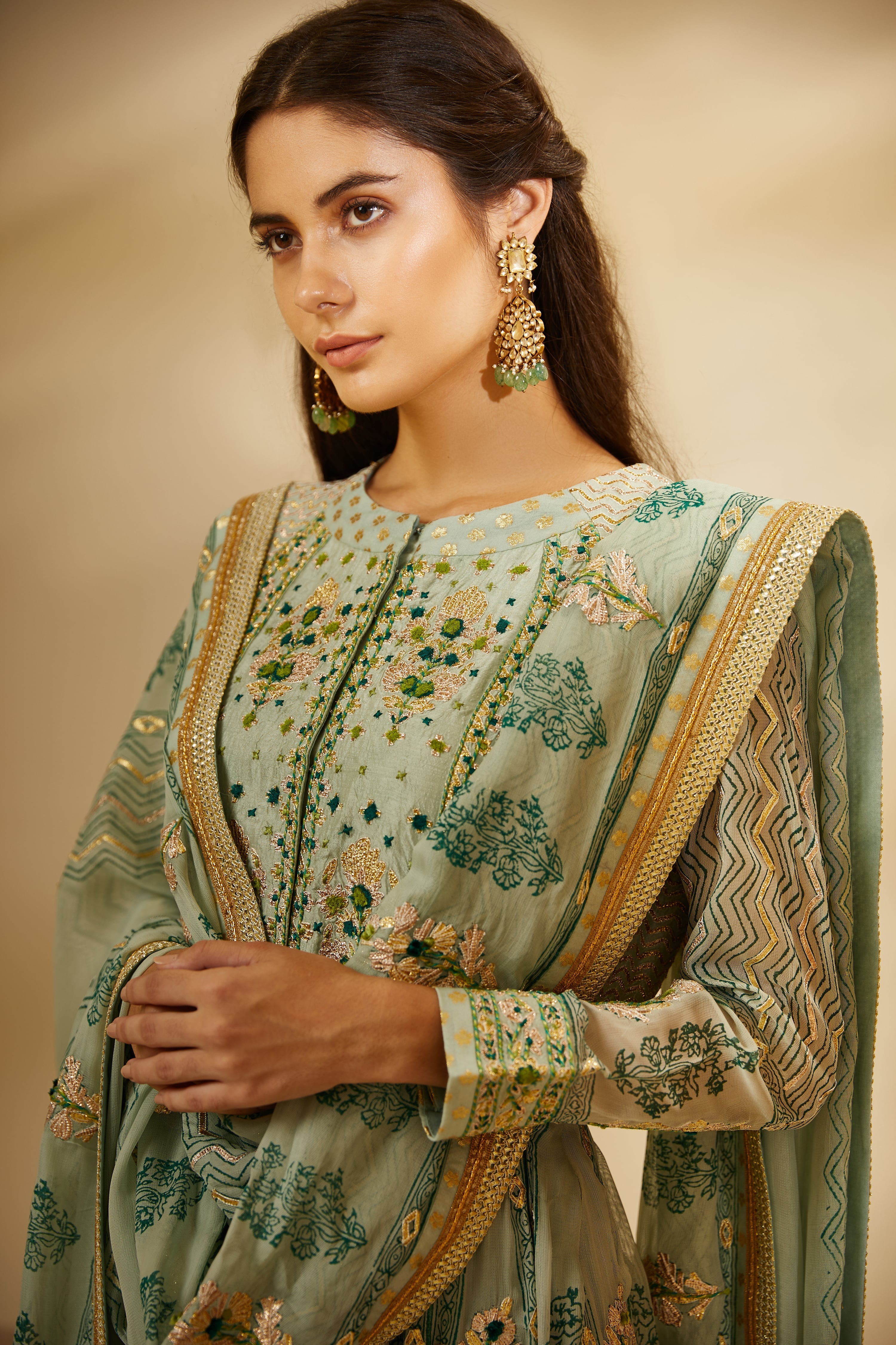 Light Sea Green Anarkali Set