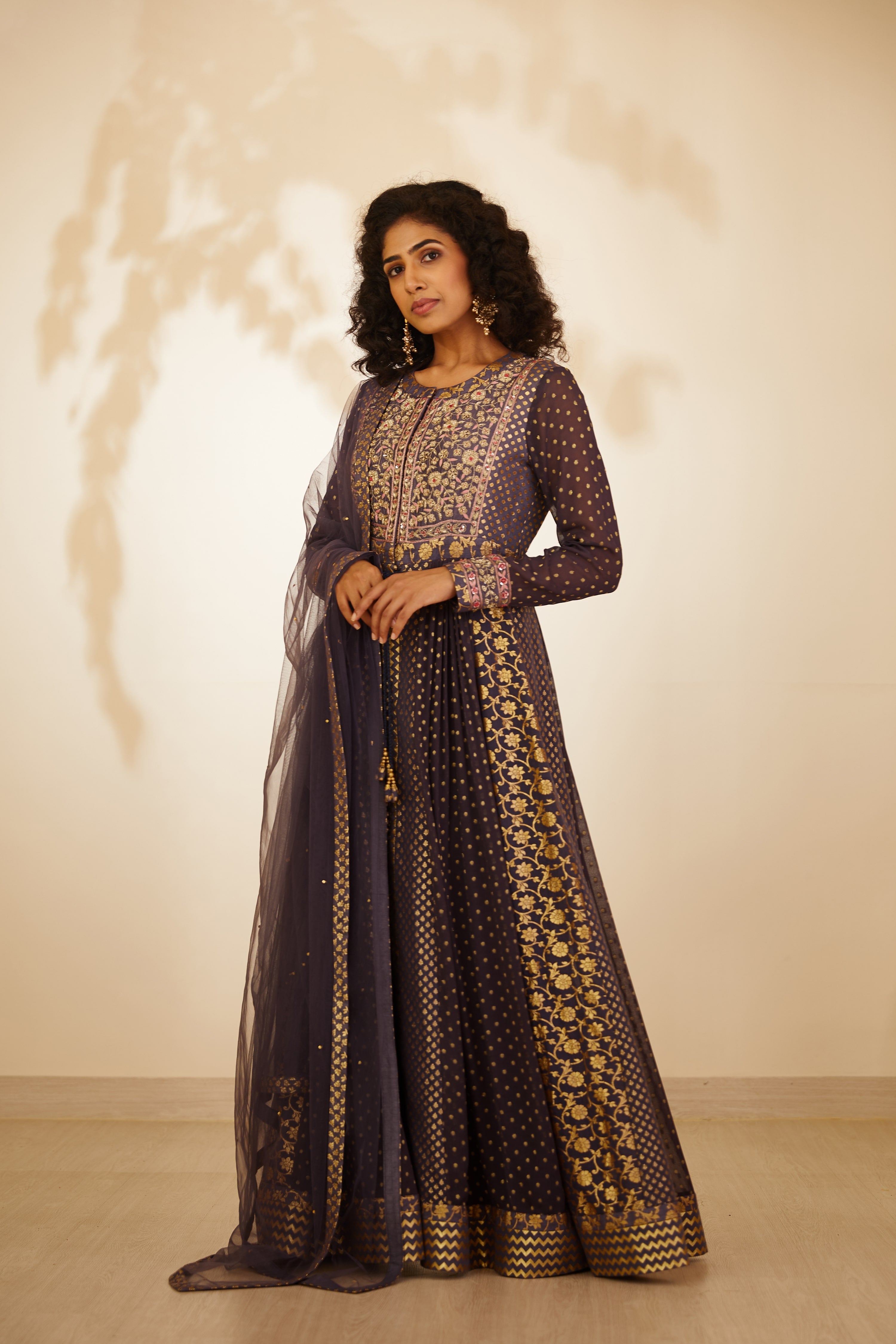Purple Anarkali Set