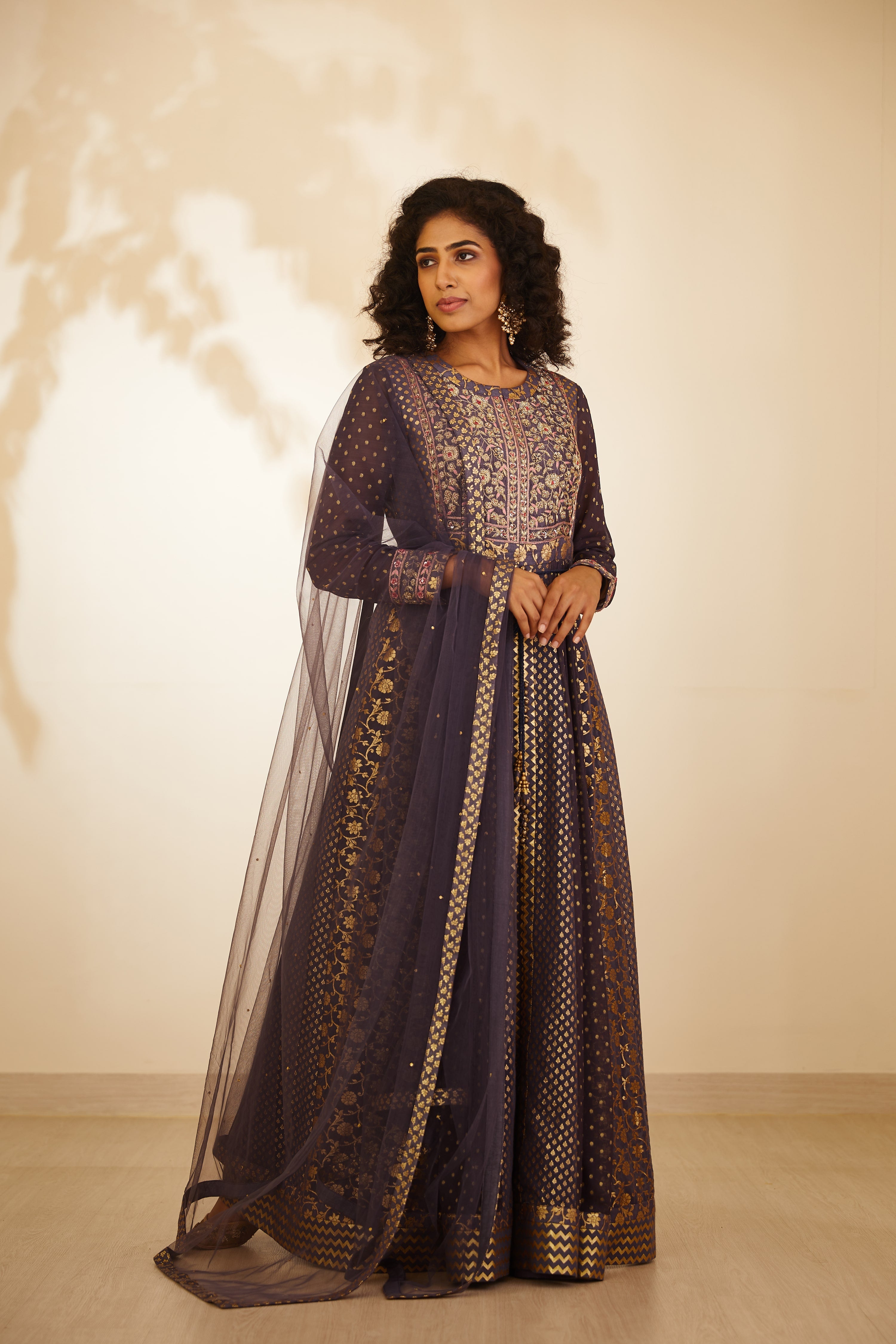 Purple Anarkali Set
