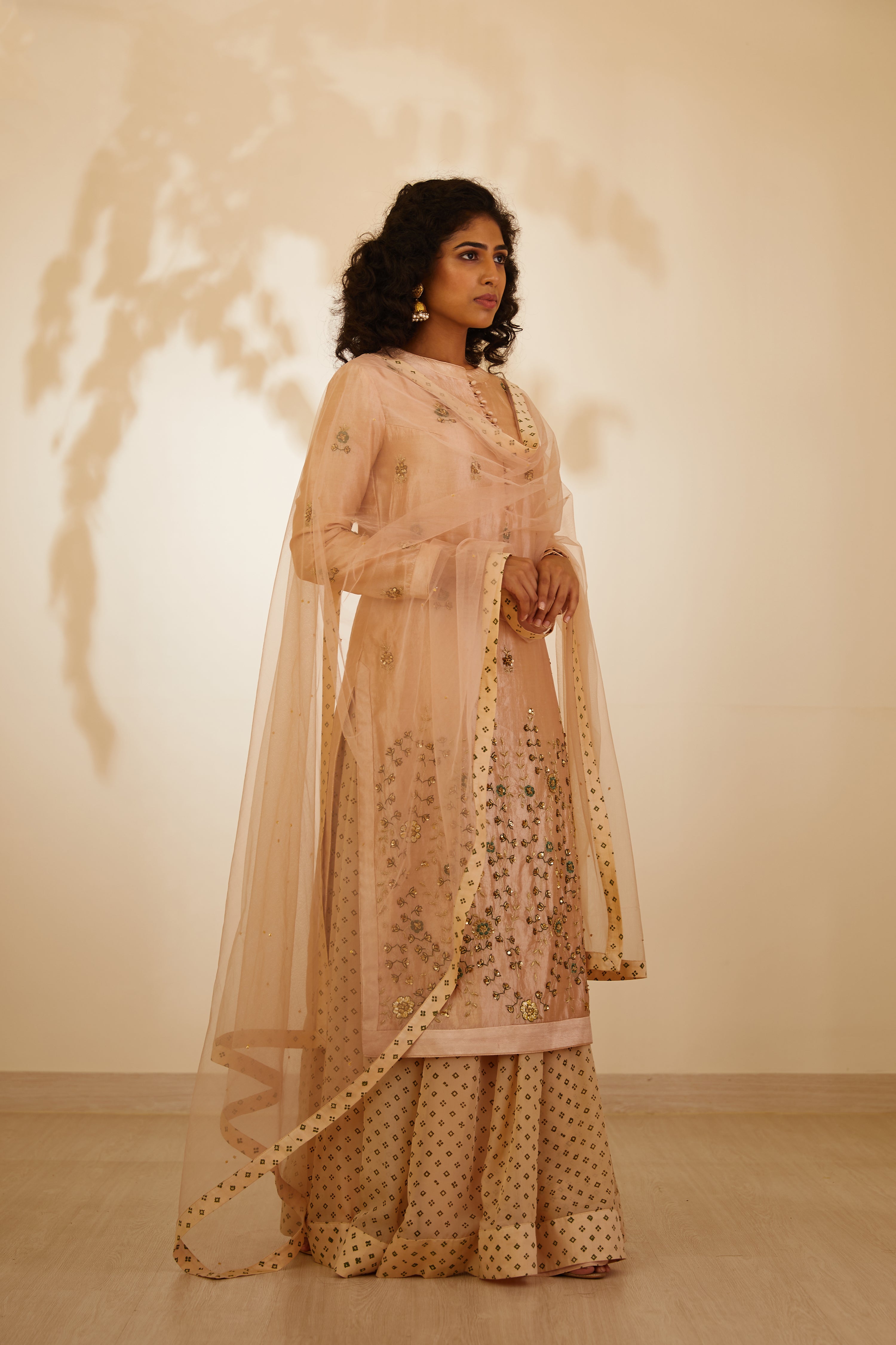 Beige Kurta & Skirt Set