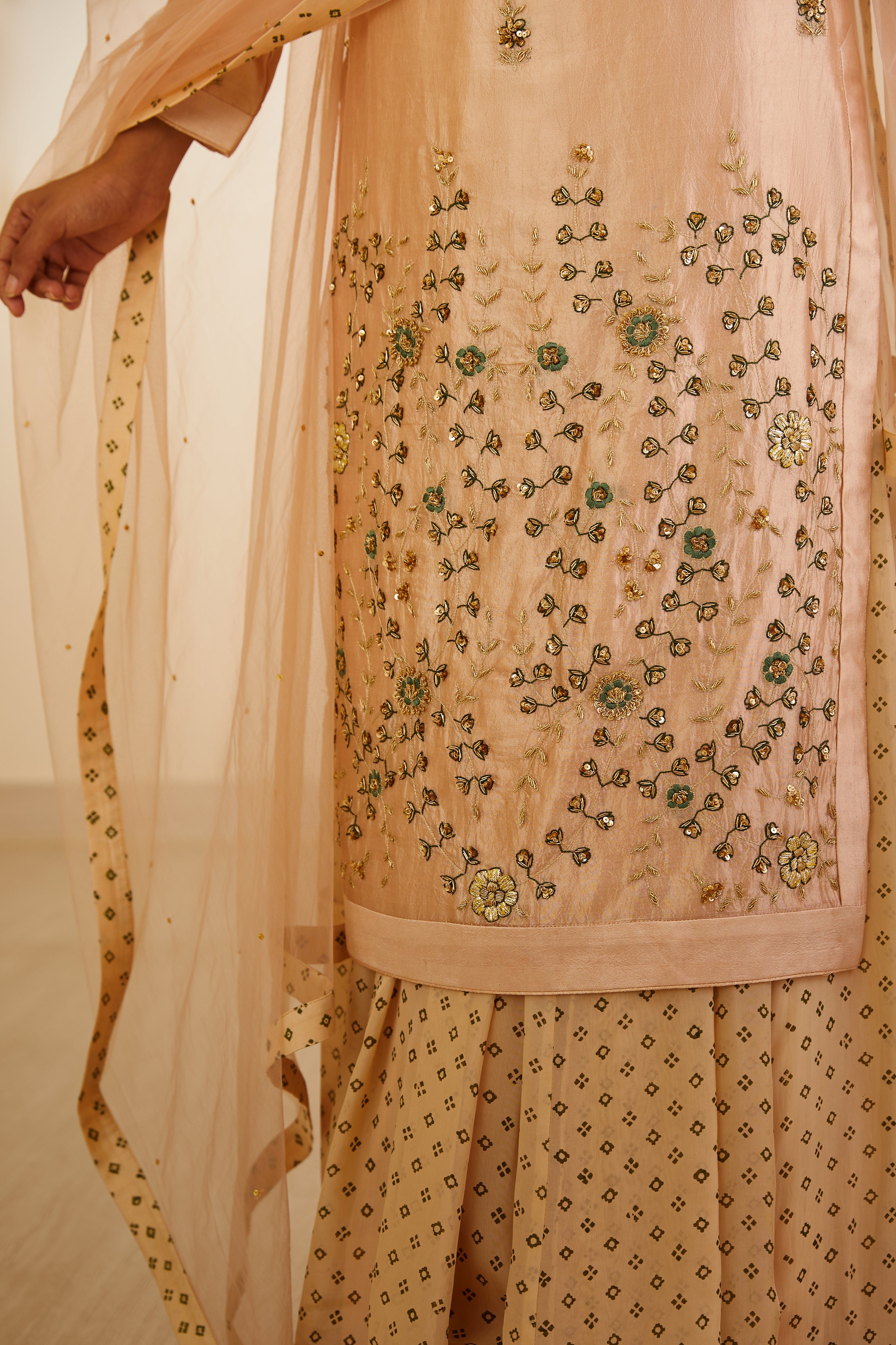 Beige Kurta & Skirt Set