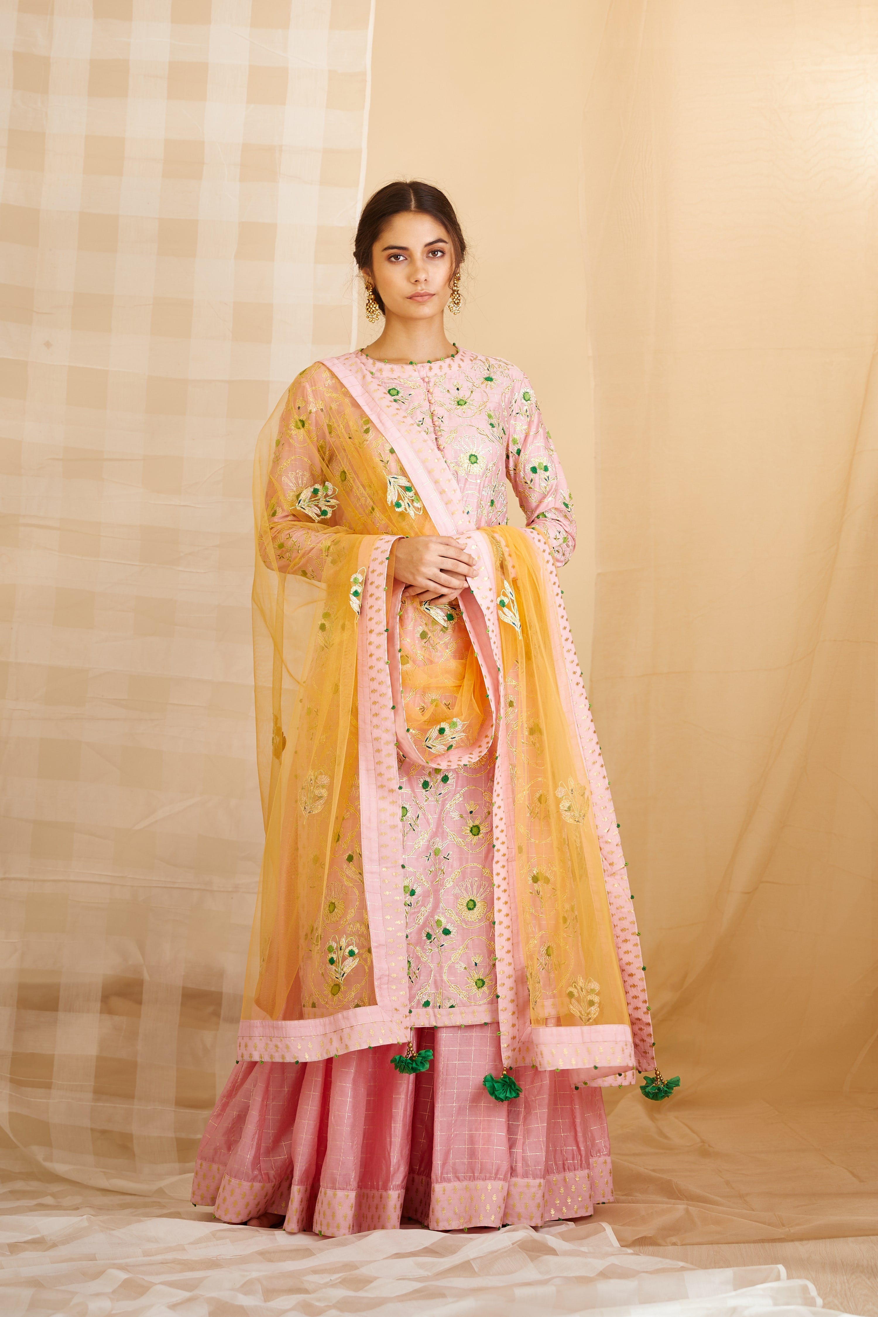 Pink Kurta & Skirt Set