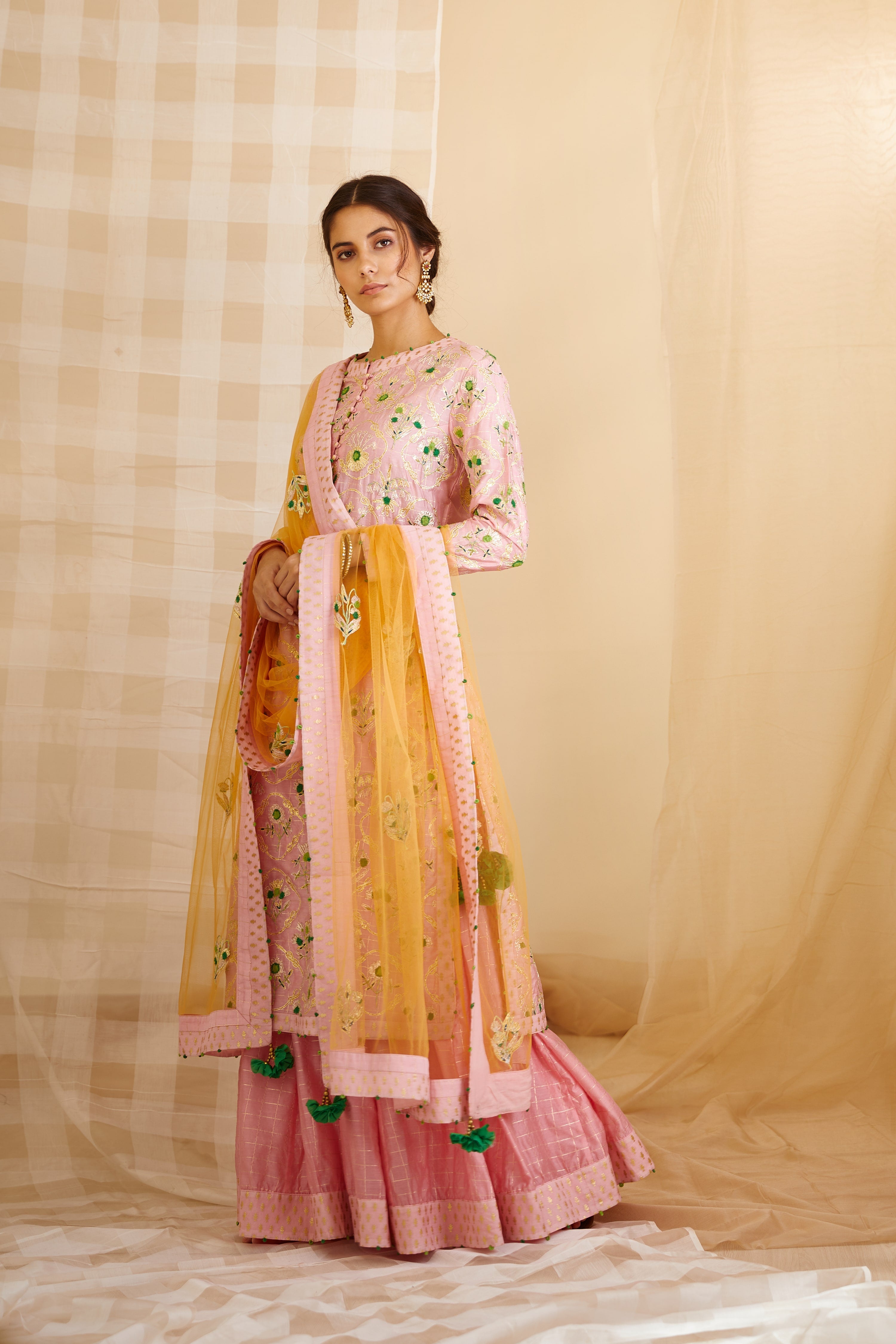 Pink Kurta & Skirt Set