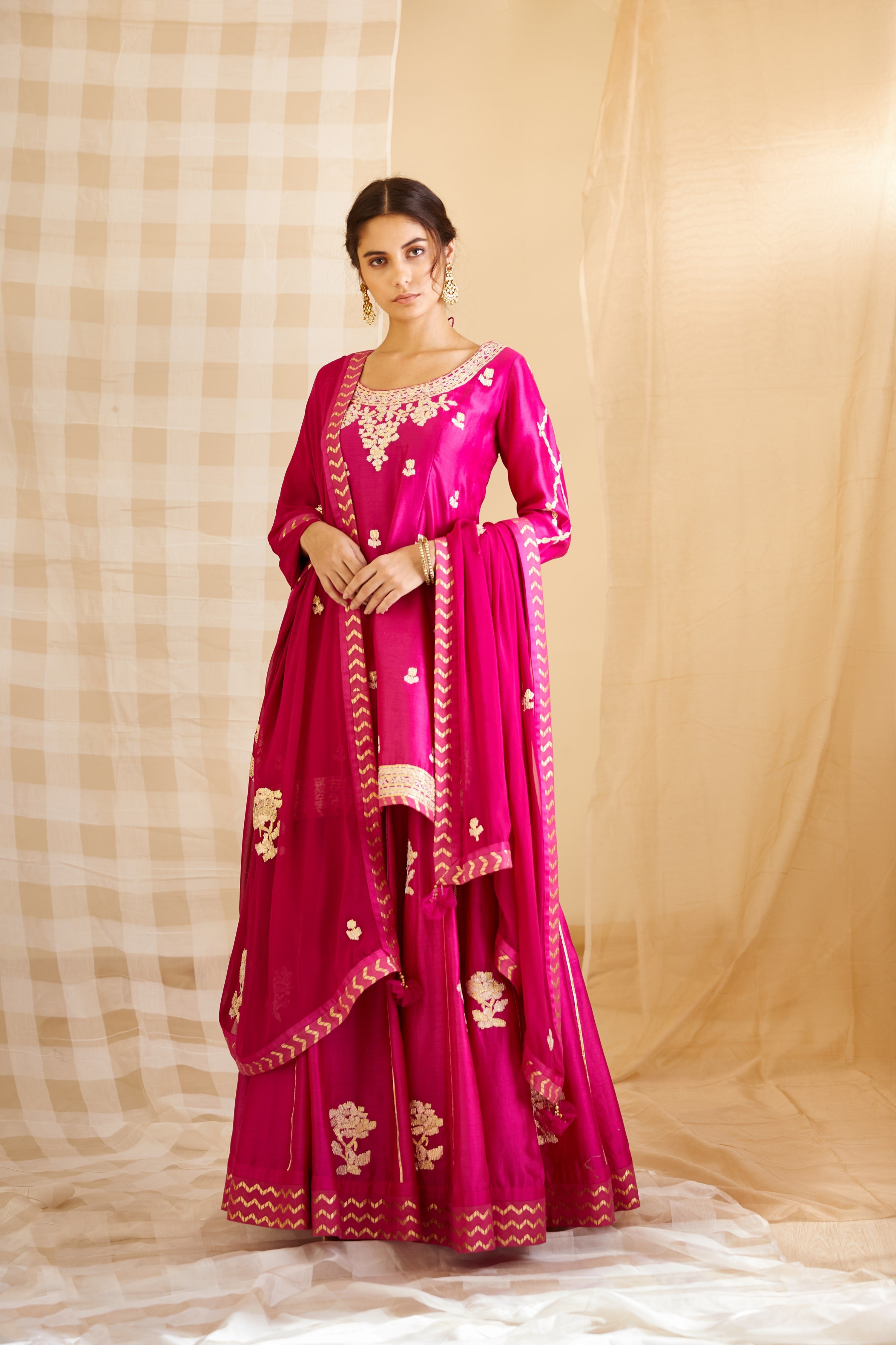 Magenta Pink Kurta & Skirt Set