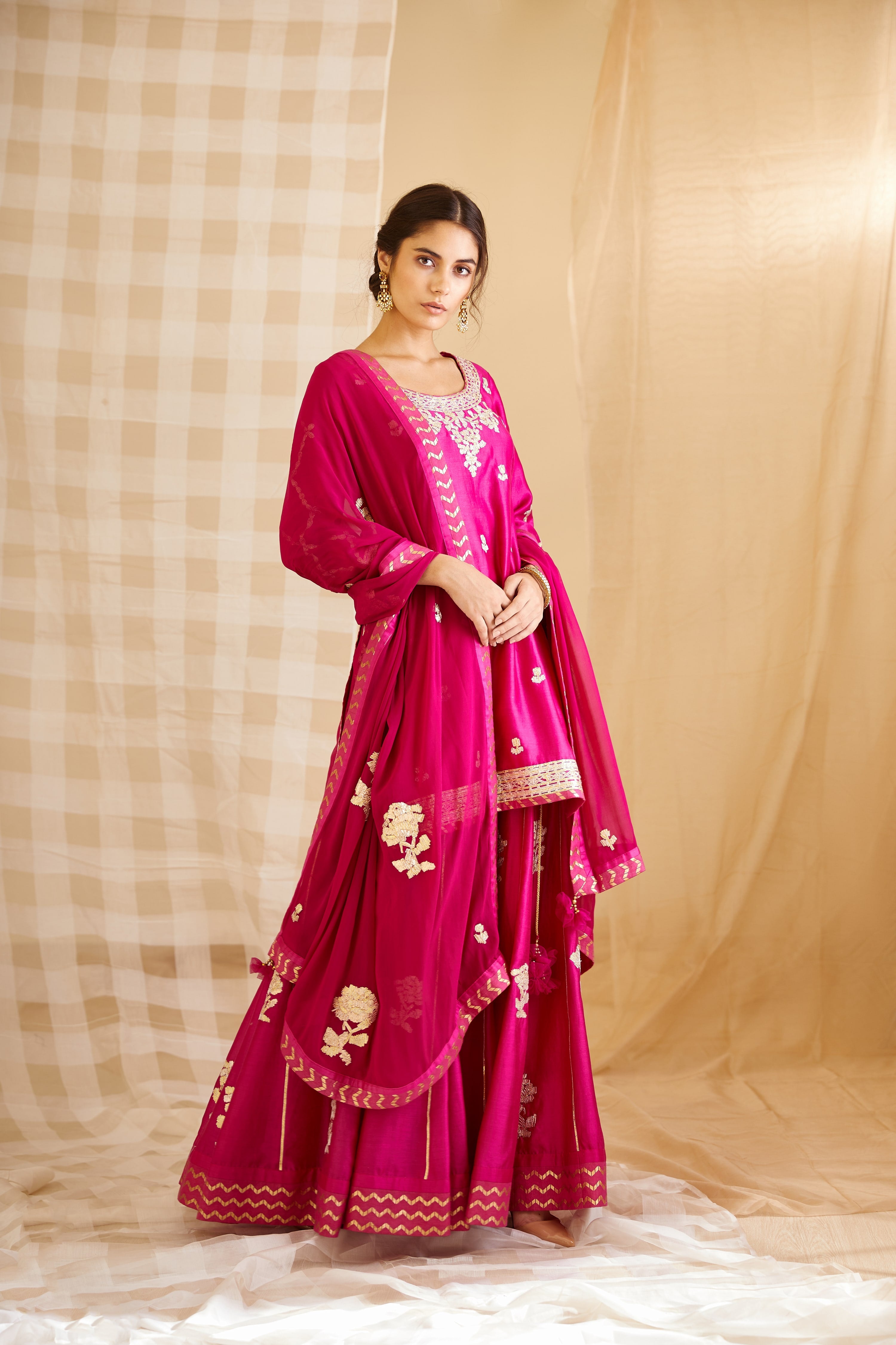 Magenta Pink Kurta & Skirt Set