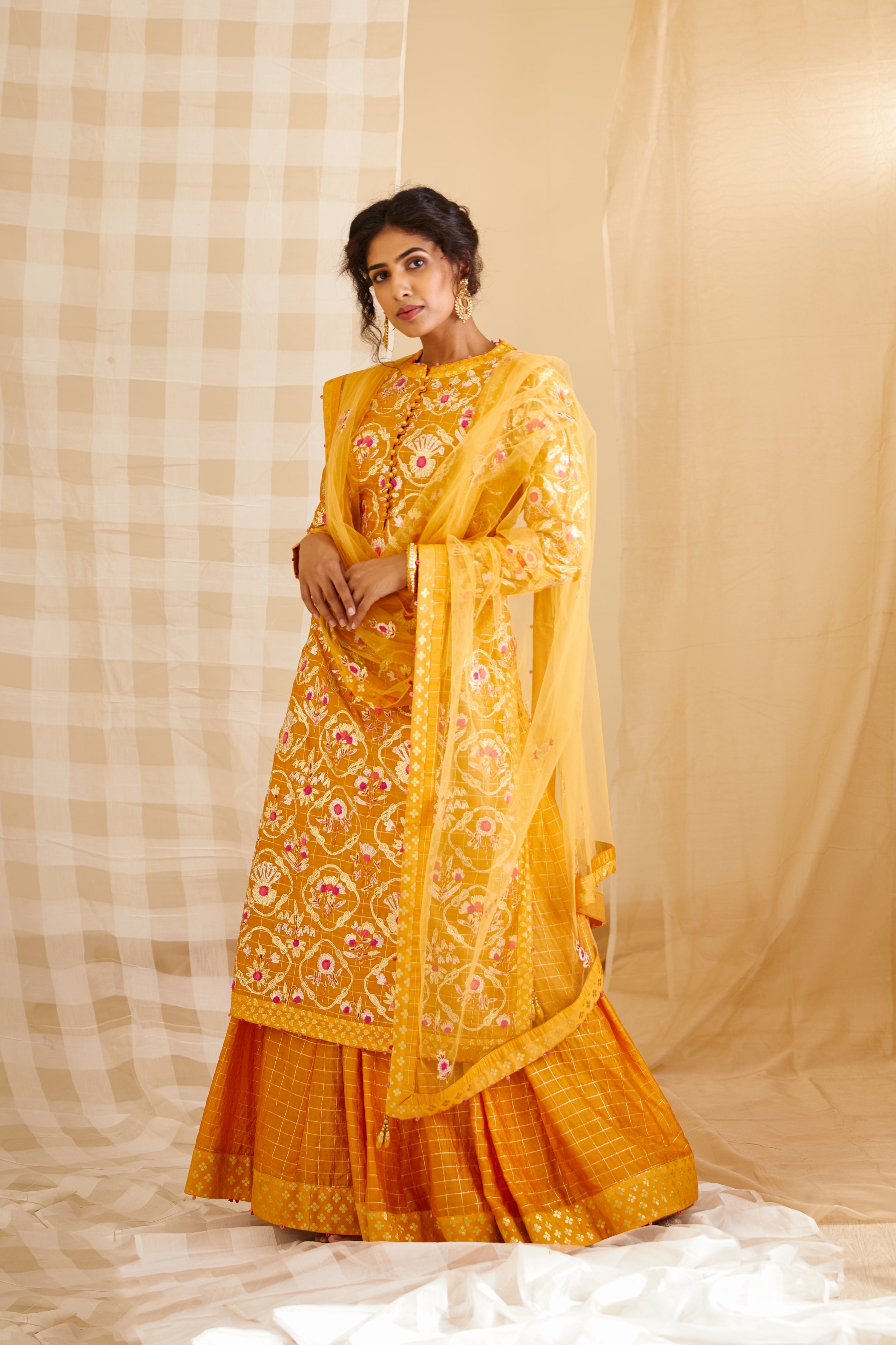 Mango Yellow Kurta & Skirt Set