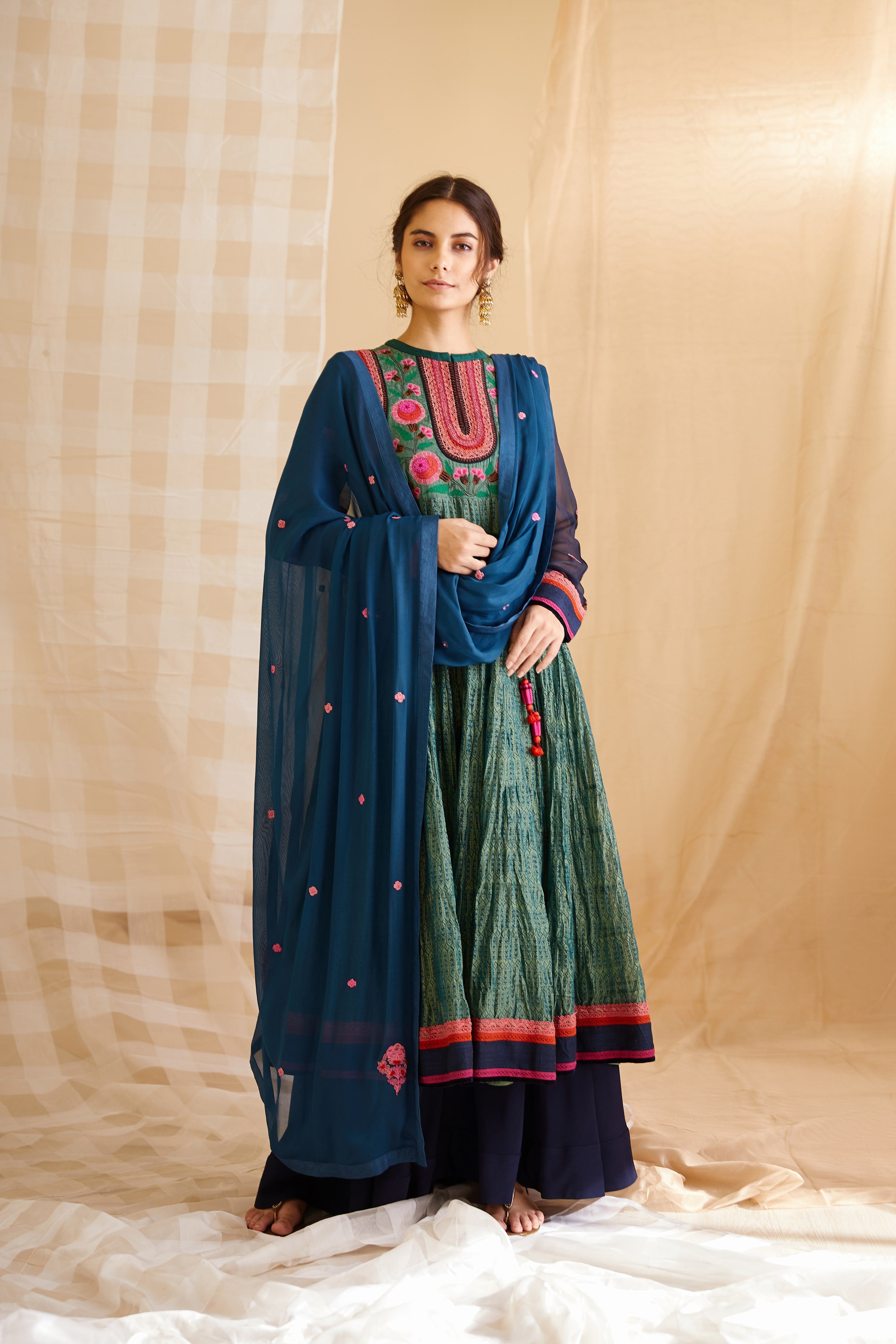 Teal Green Anarkali Set