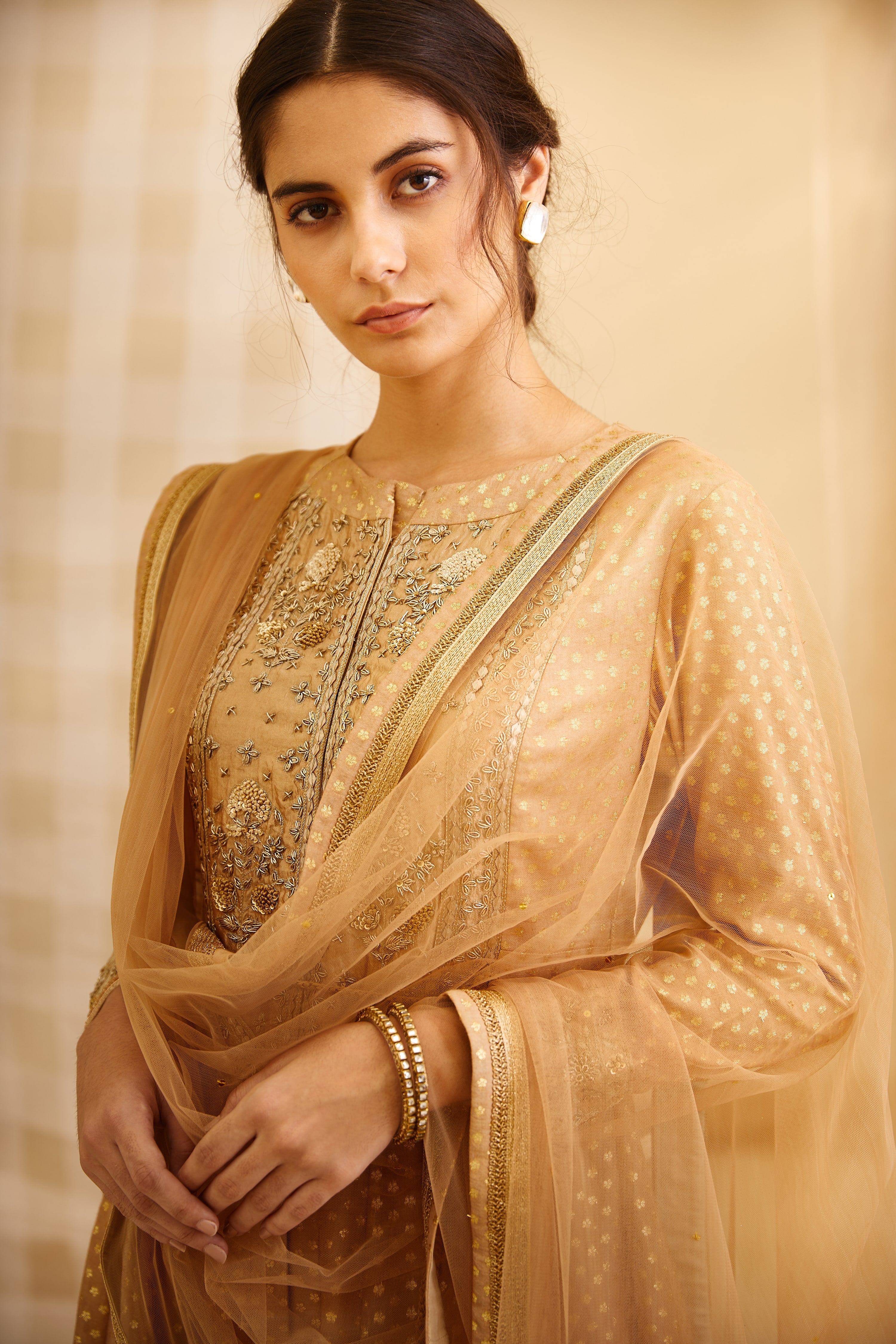 Gold Anarkali Set