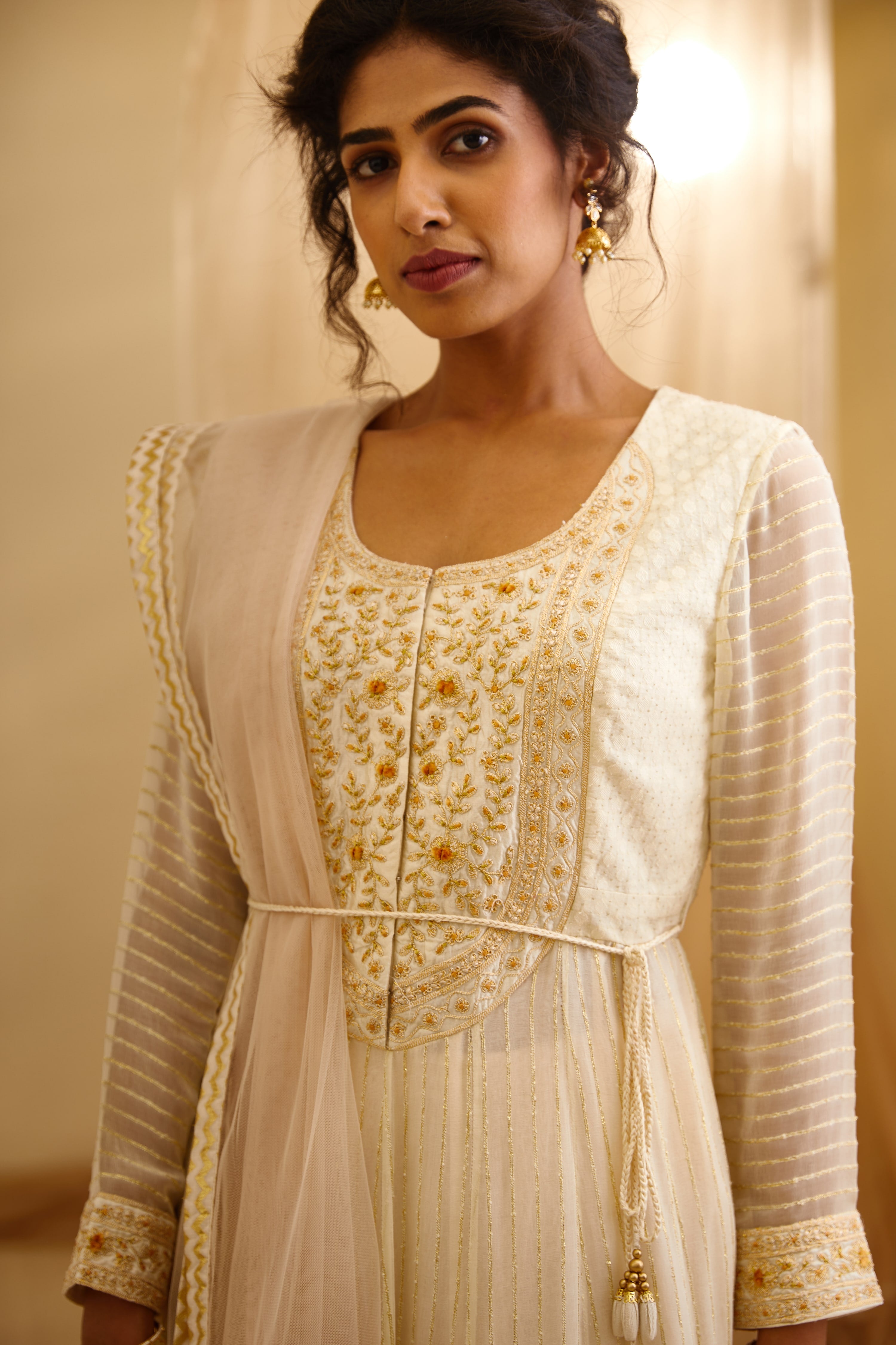 Ivory Anarkali set