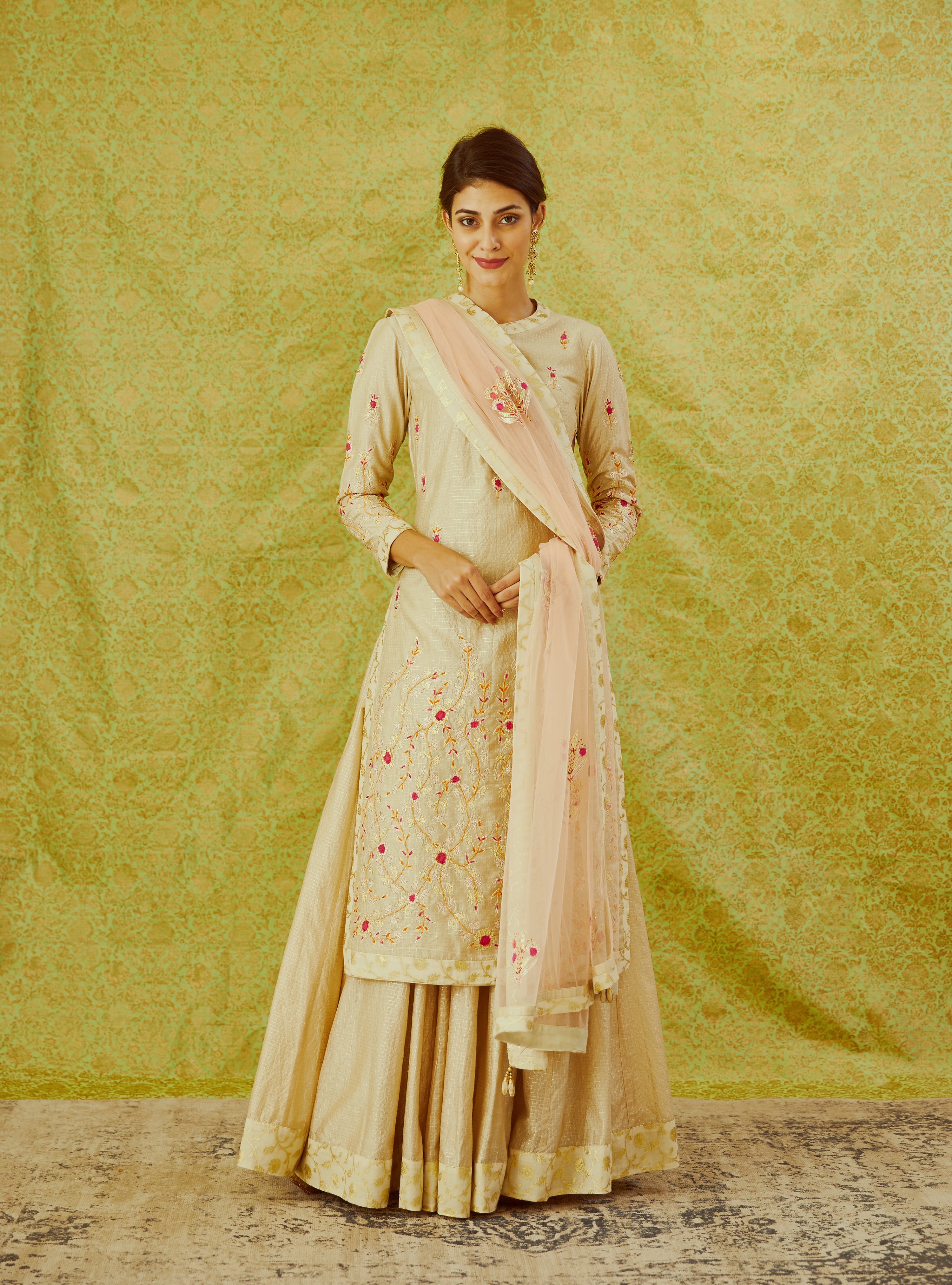 Beige Kurta & Skirt Set