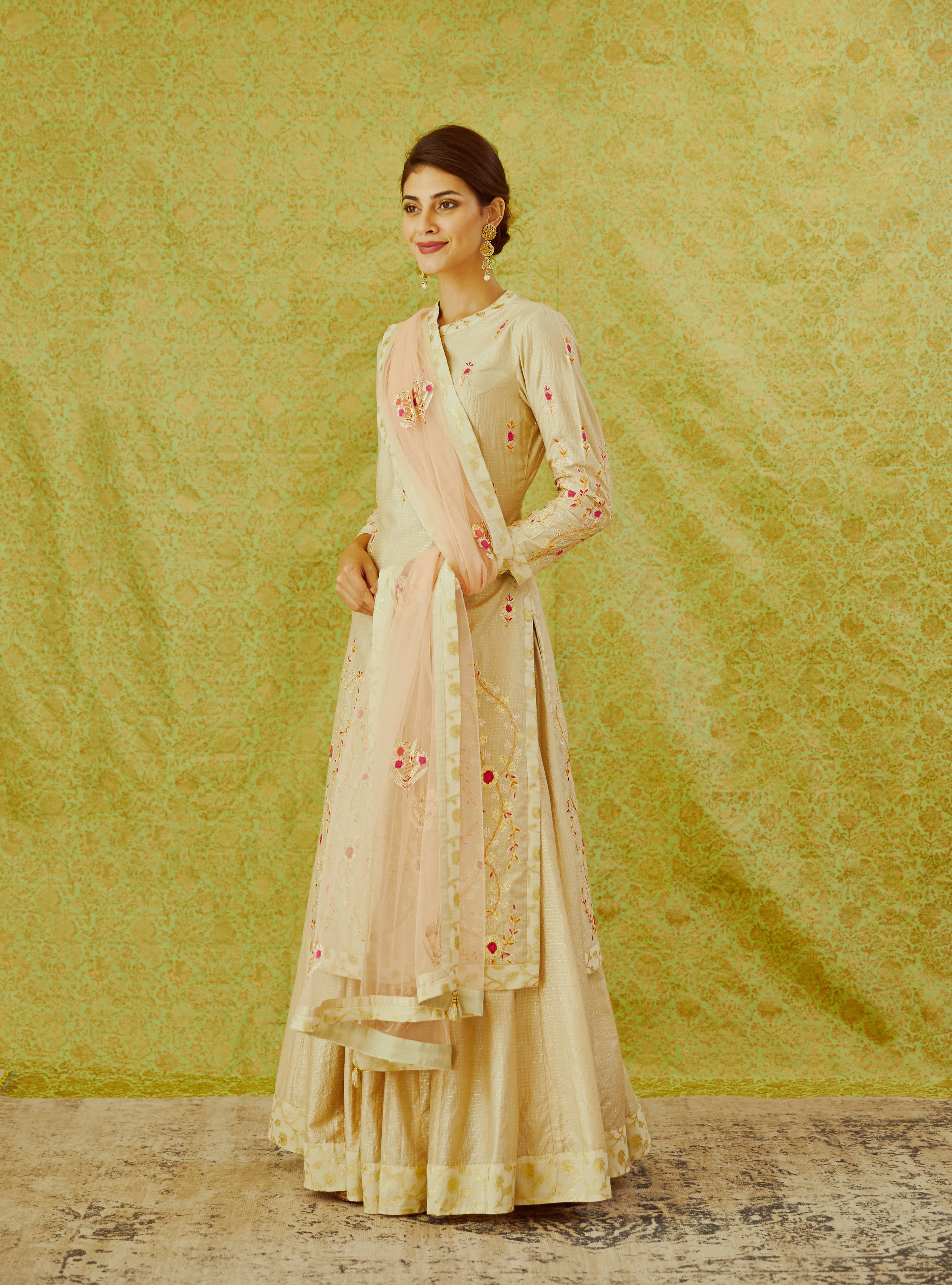 Beige Kurta & Skirt Set