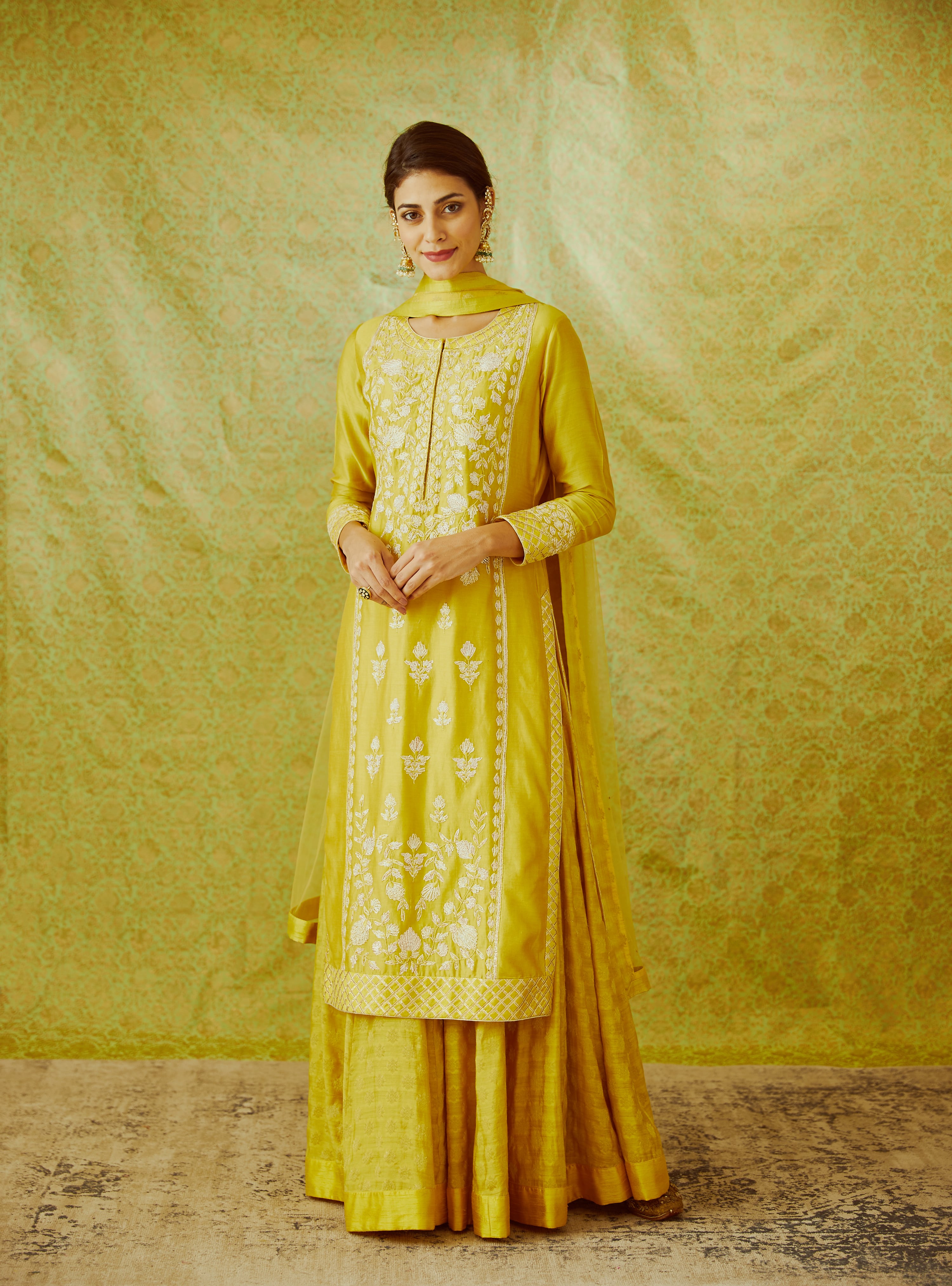 Mustard Yellow Kurta & Skirt Set
