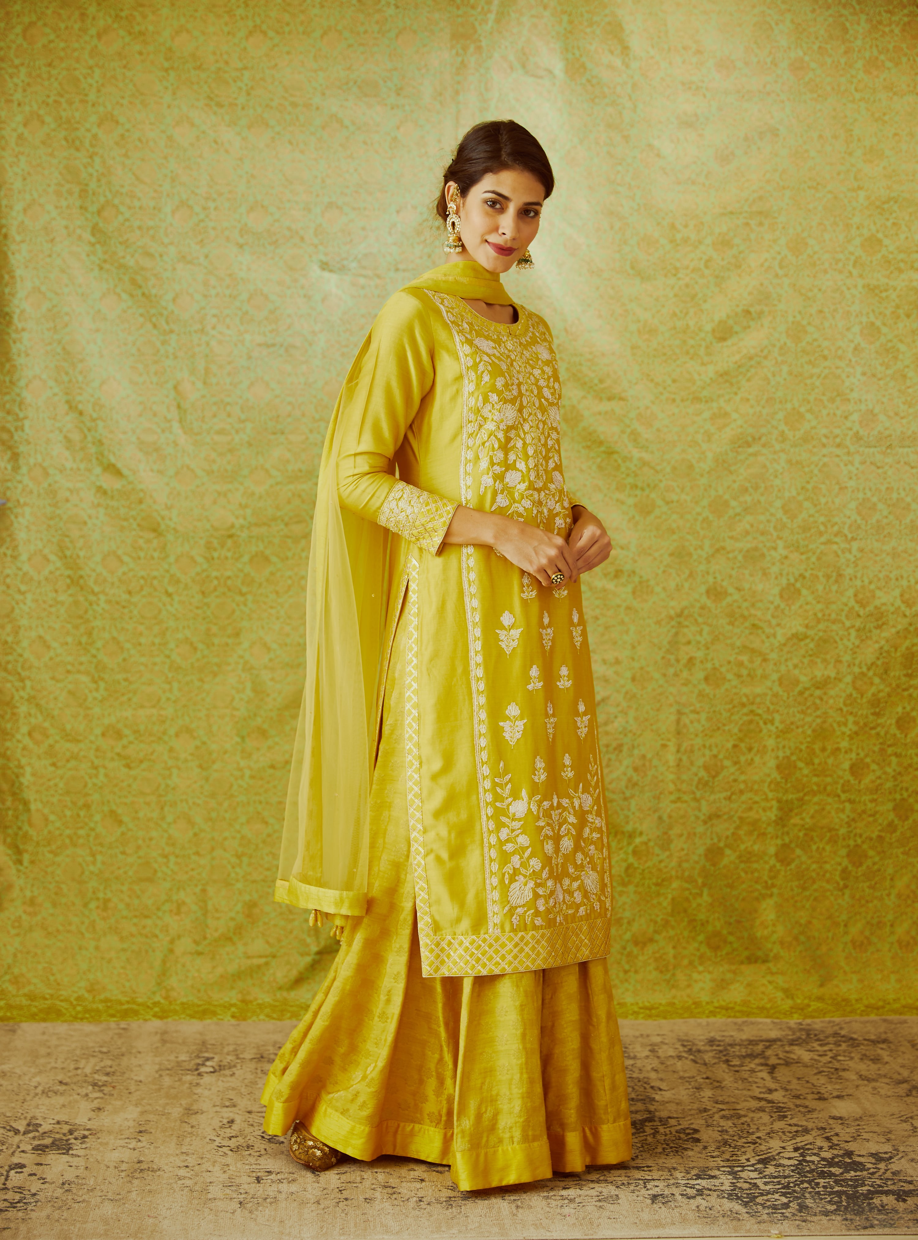 Mustard Yellow Kurta & Skirt Set