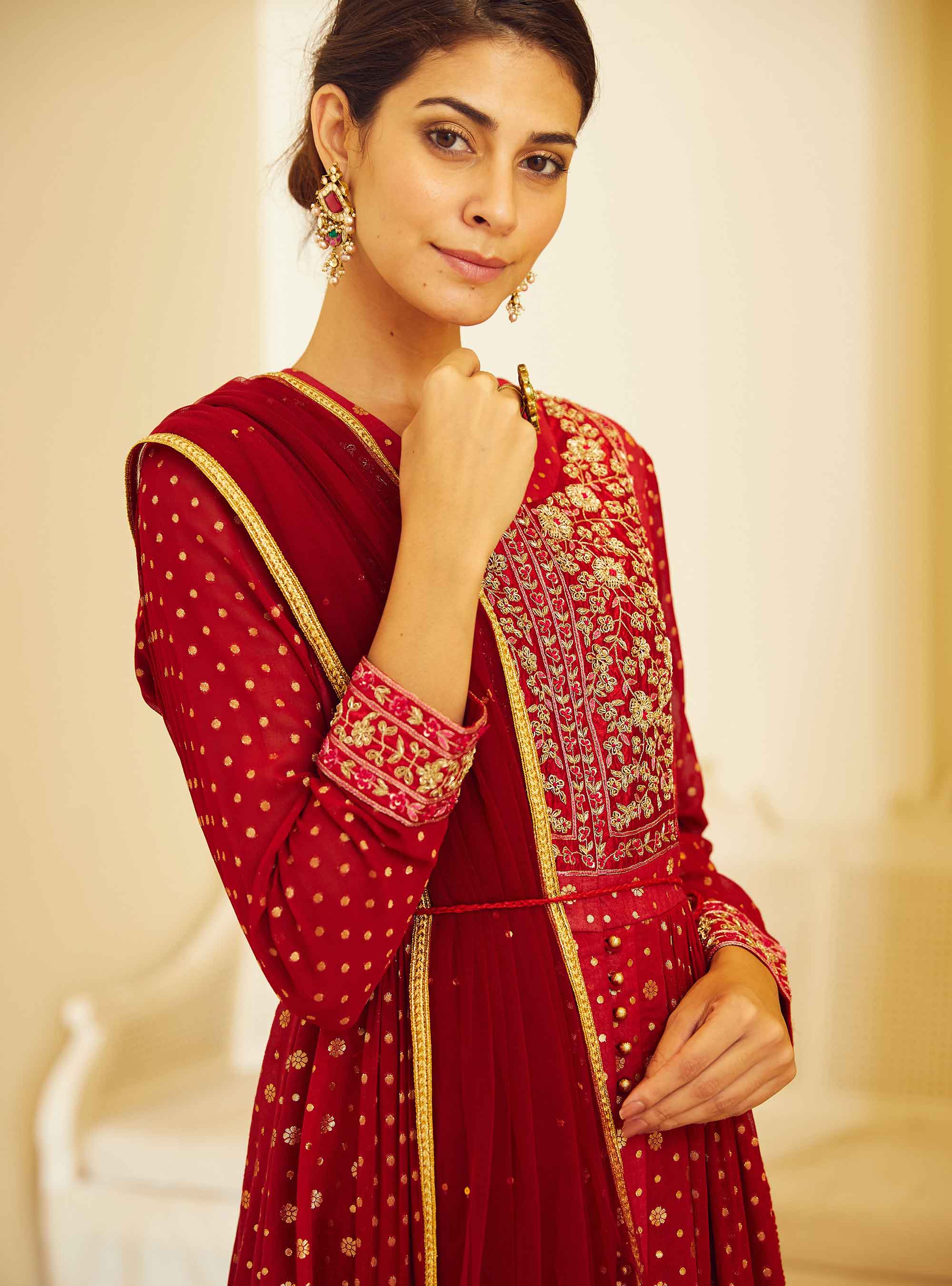 Maroon Anarkali Set
