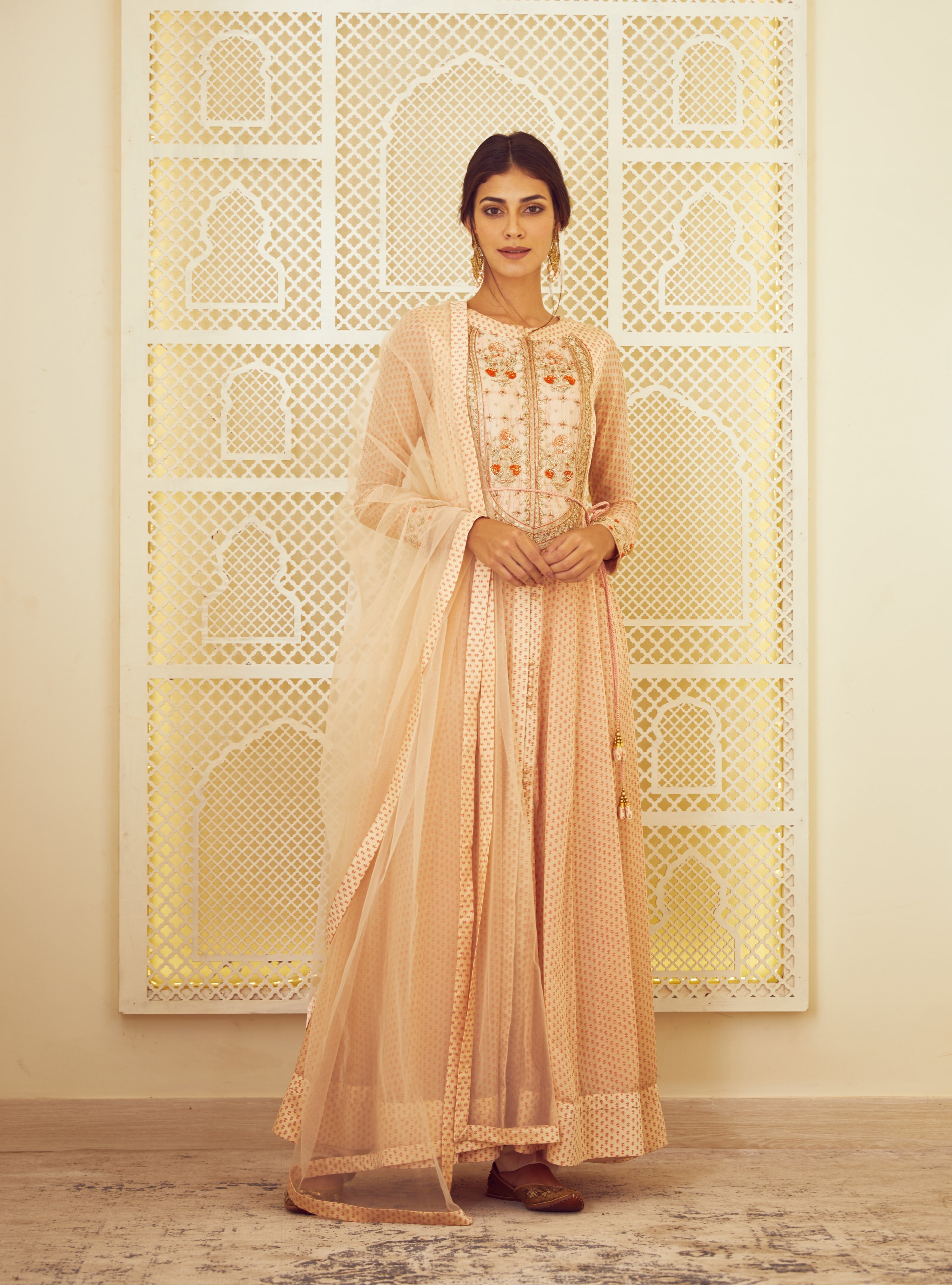 Beige Anarkali Set
