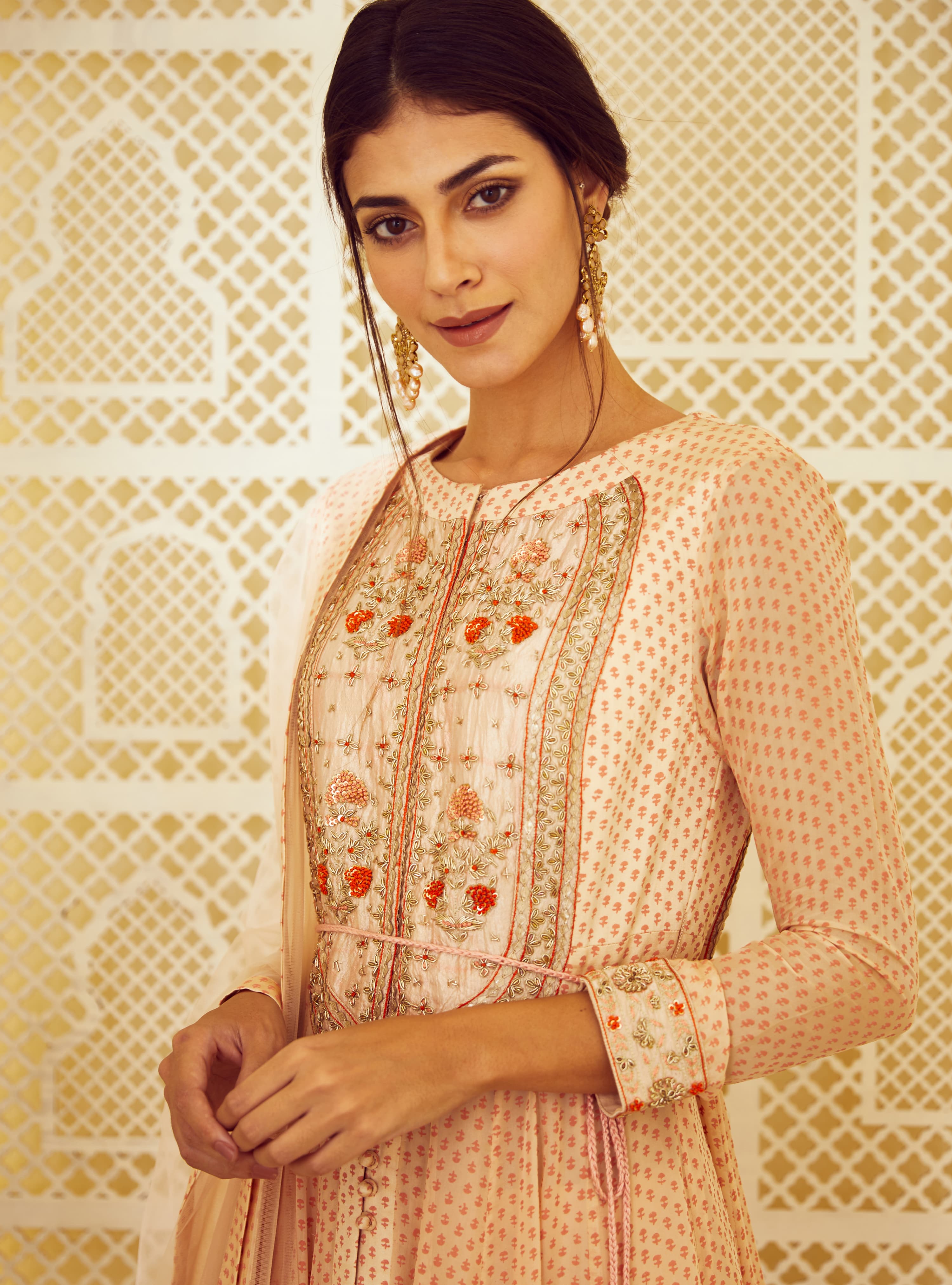 Beige Anarkali Set