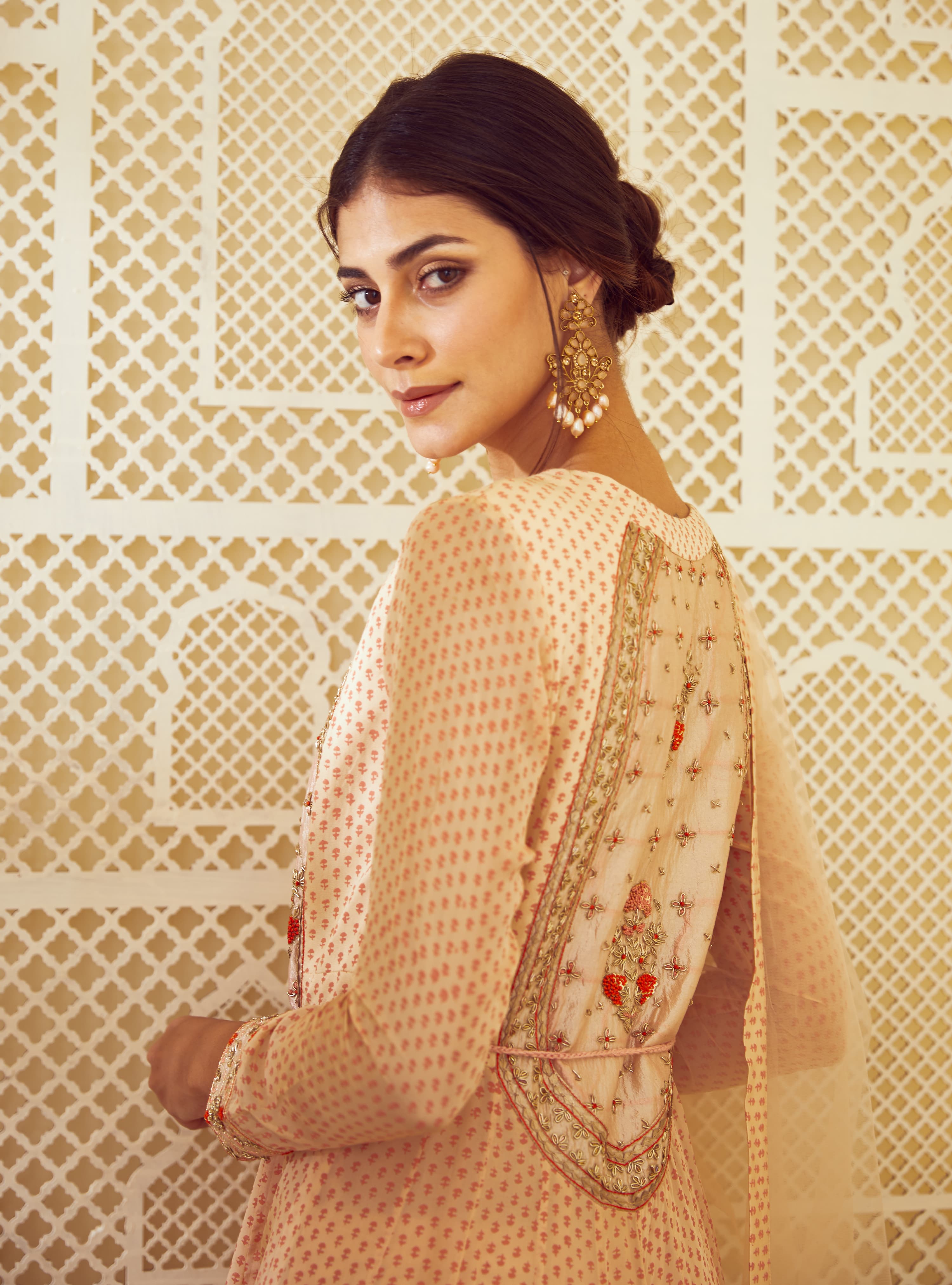 Beige Anarkali Set