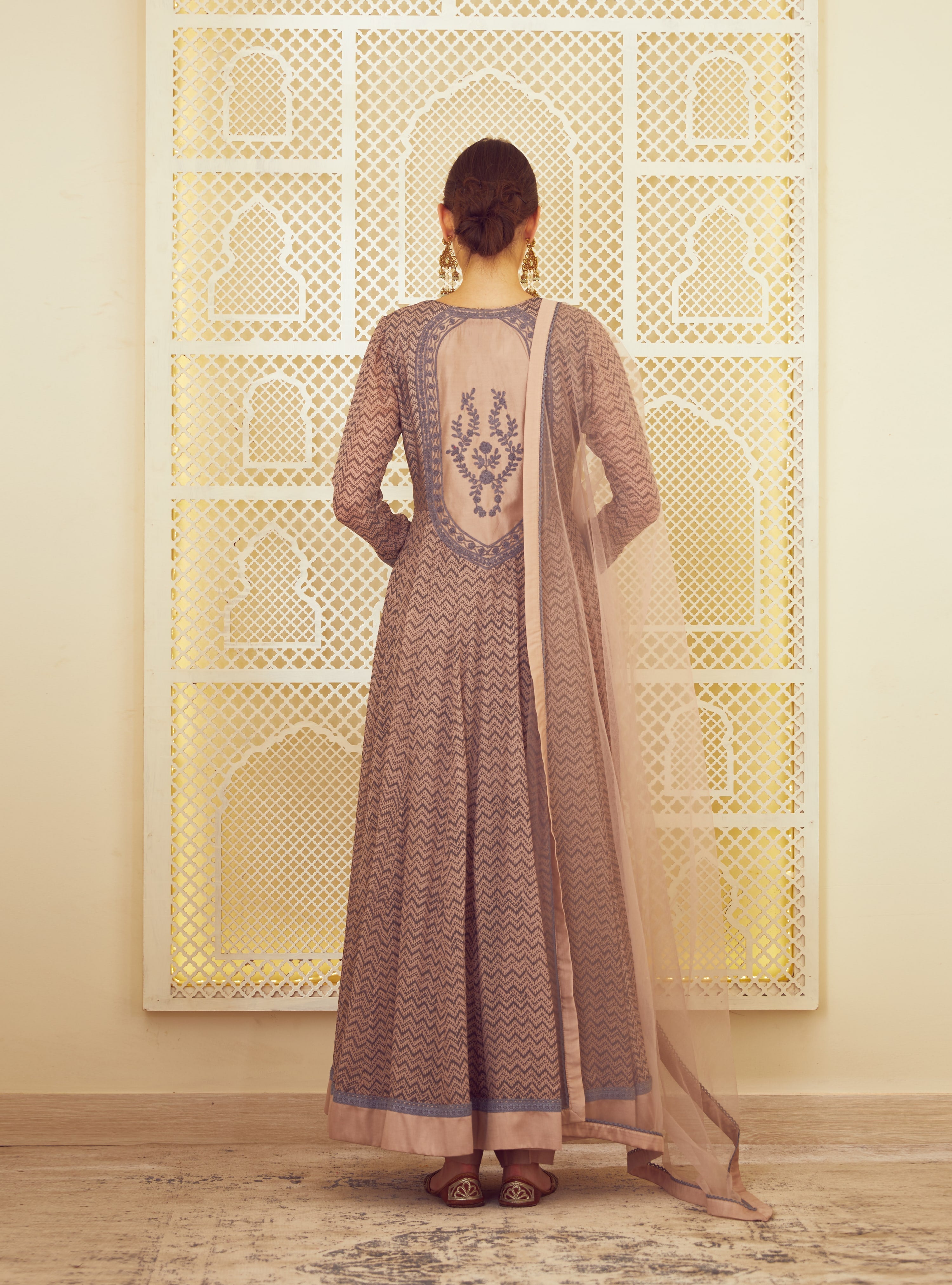 Light Neutral Pink Anarkali Set