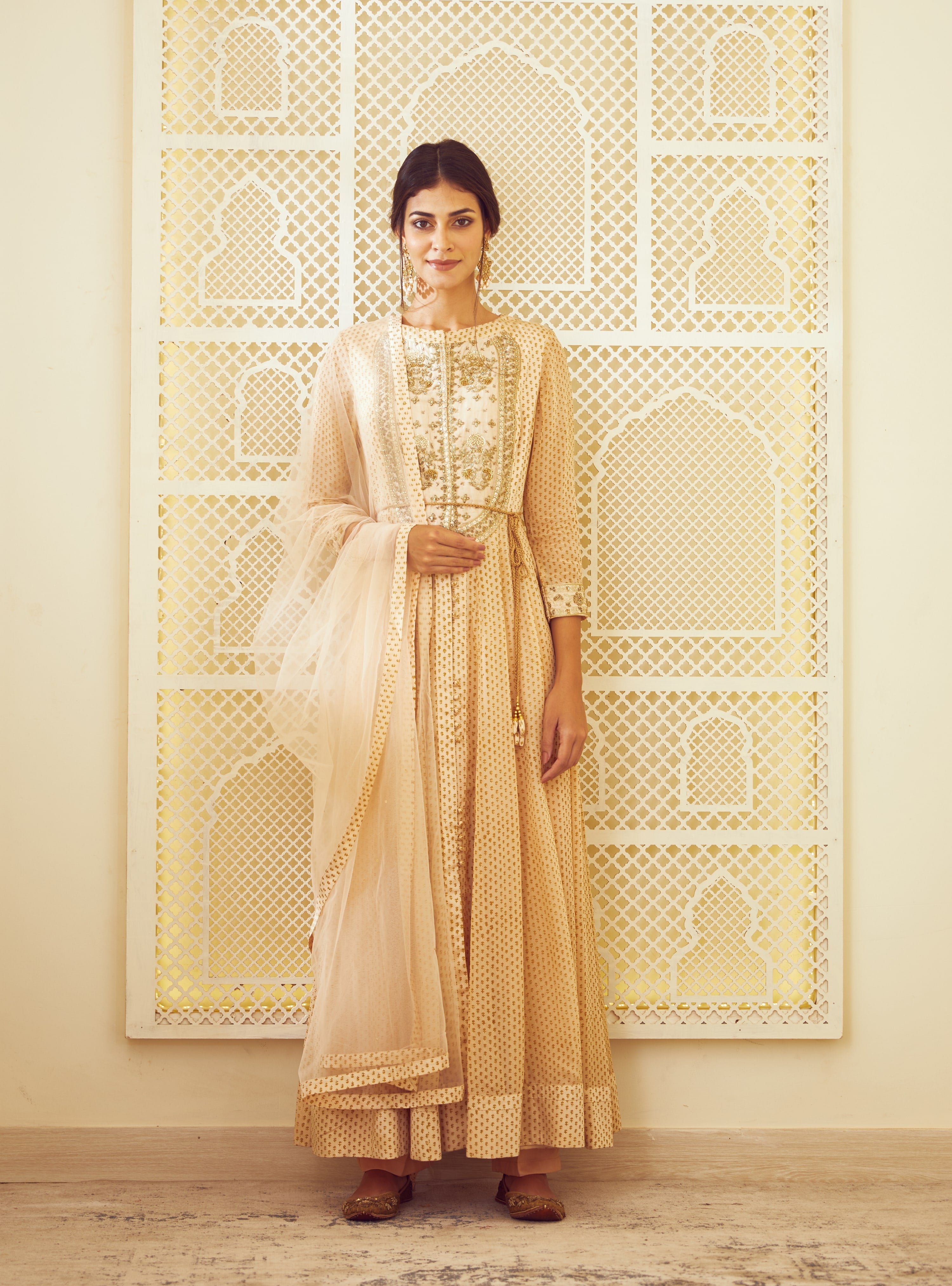 Beige Anarkali Set