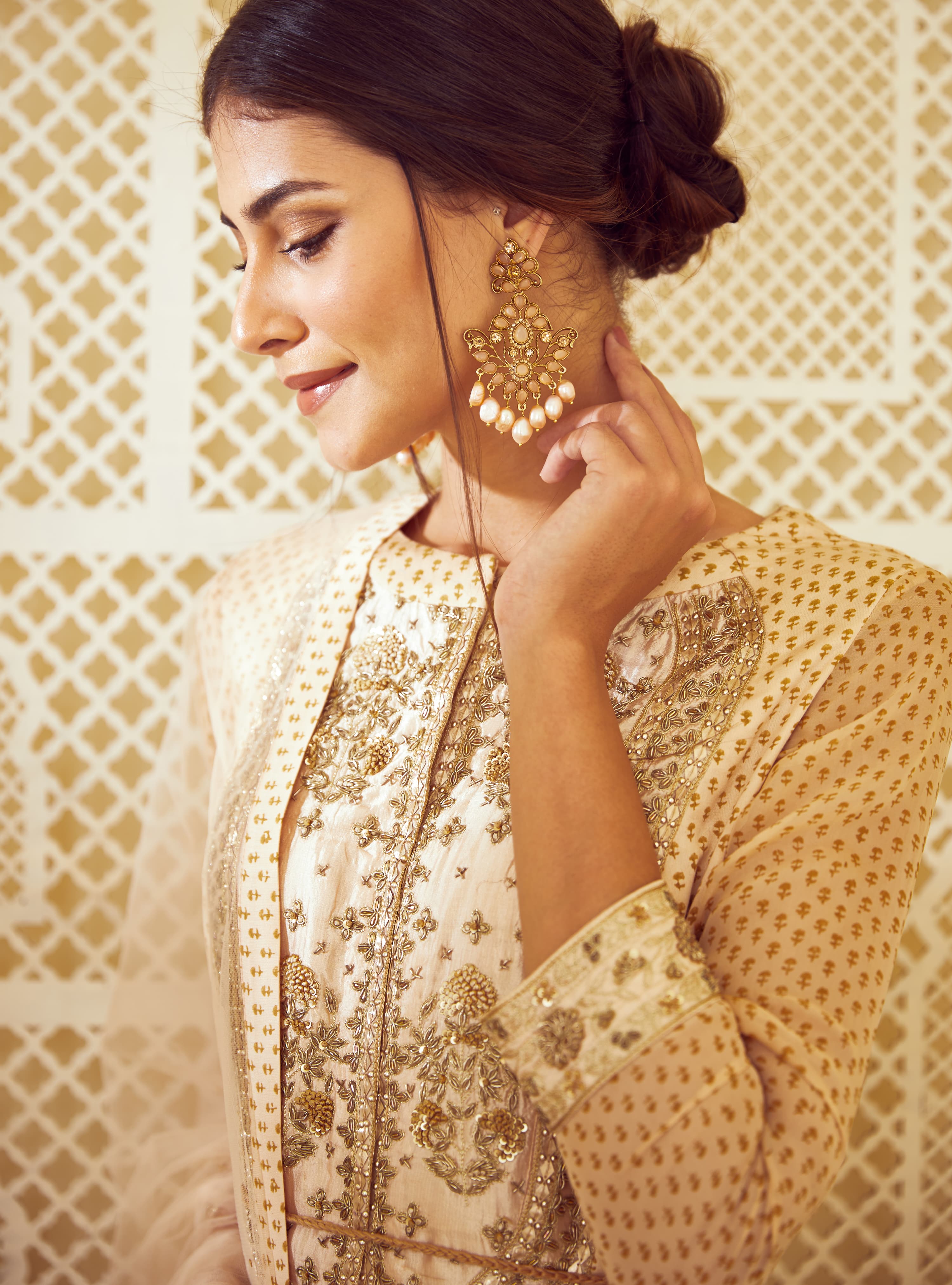 Beige Anarkali Set