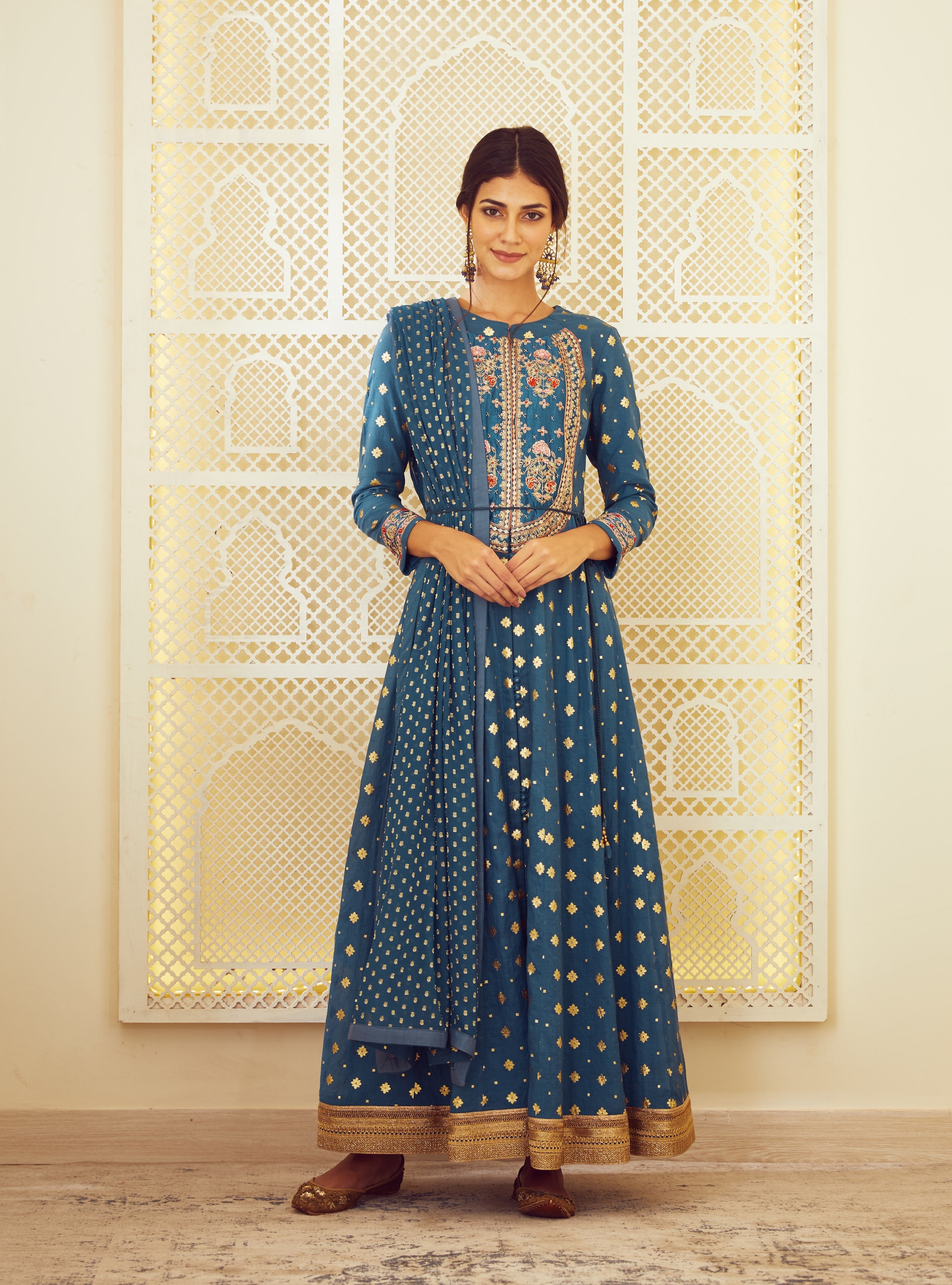 Teal Blue Anarkali Set