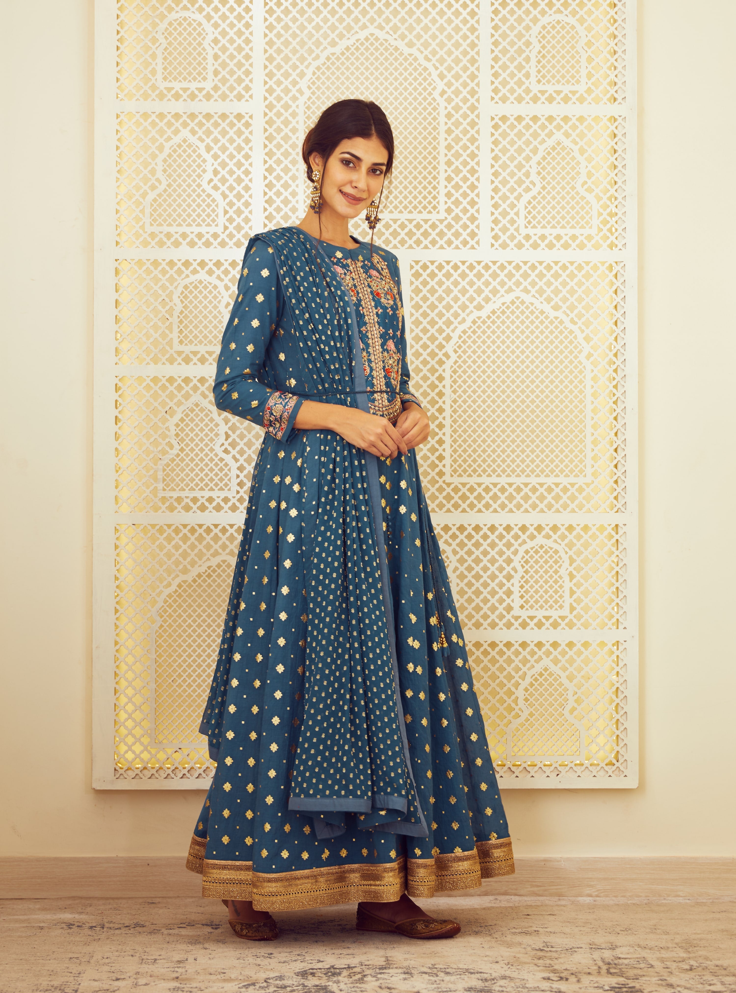 Teal Blue Anarkali Set