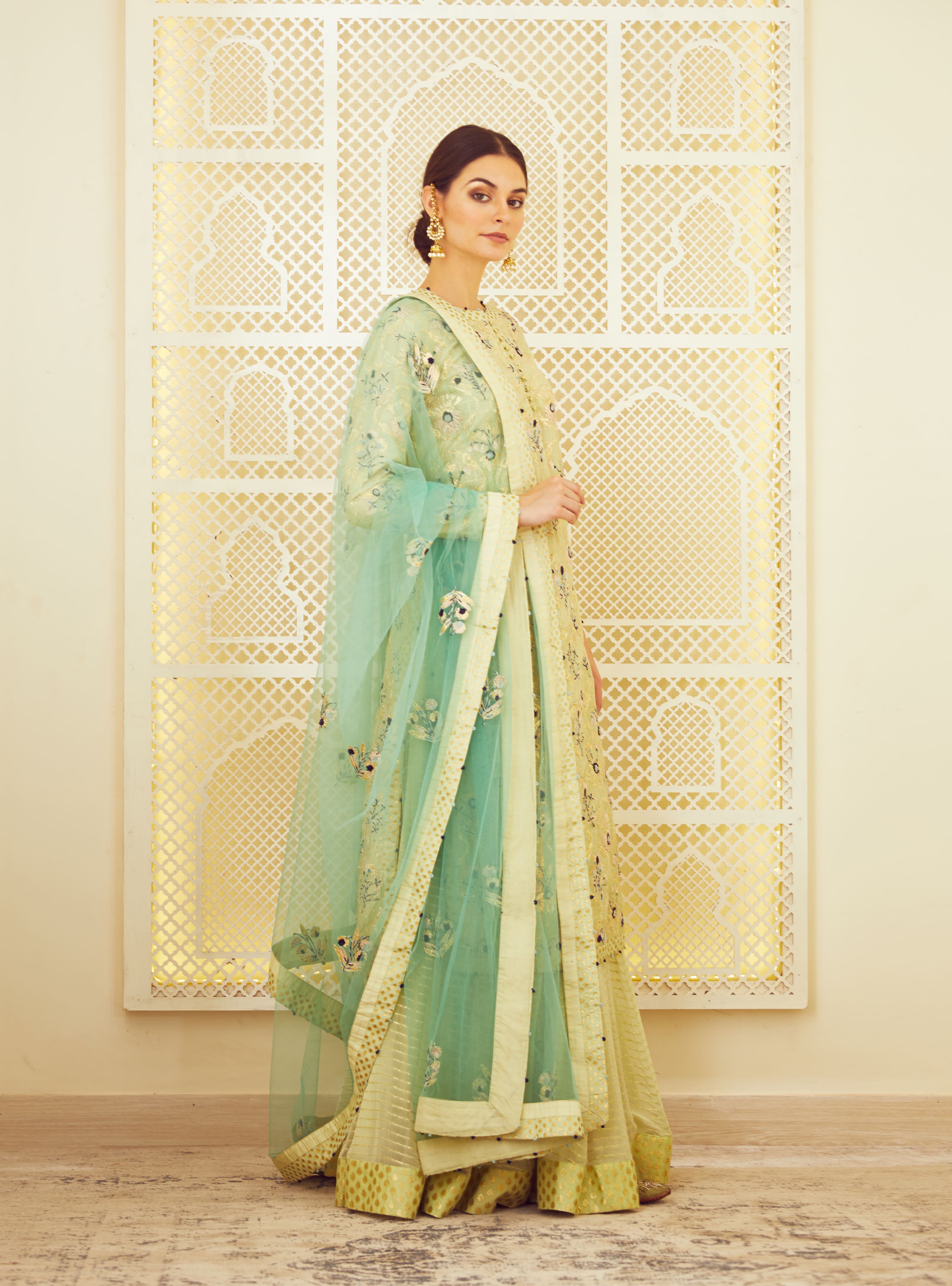 Lemon Green Kurta & Skirt Set