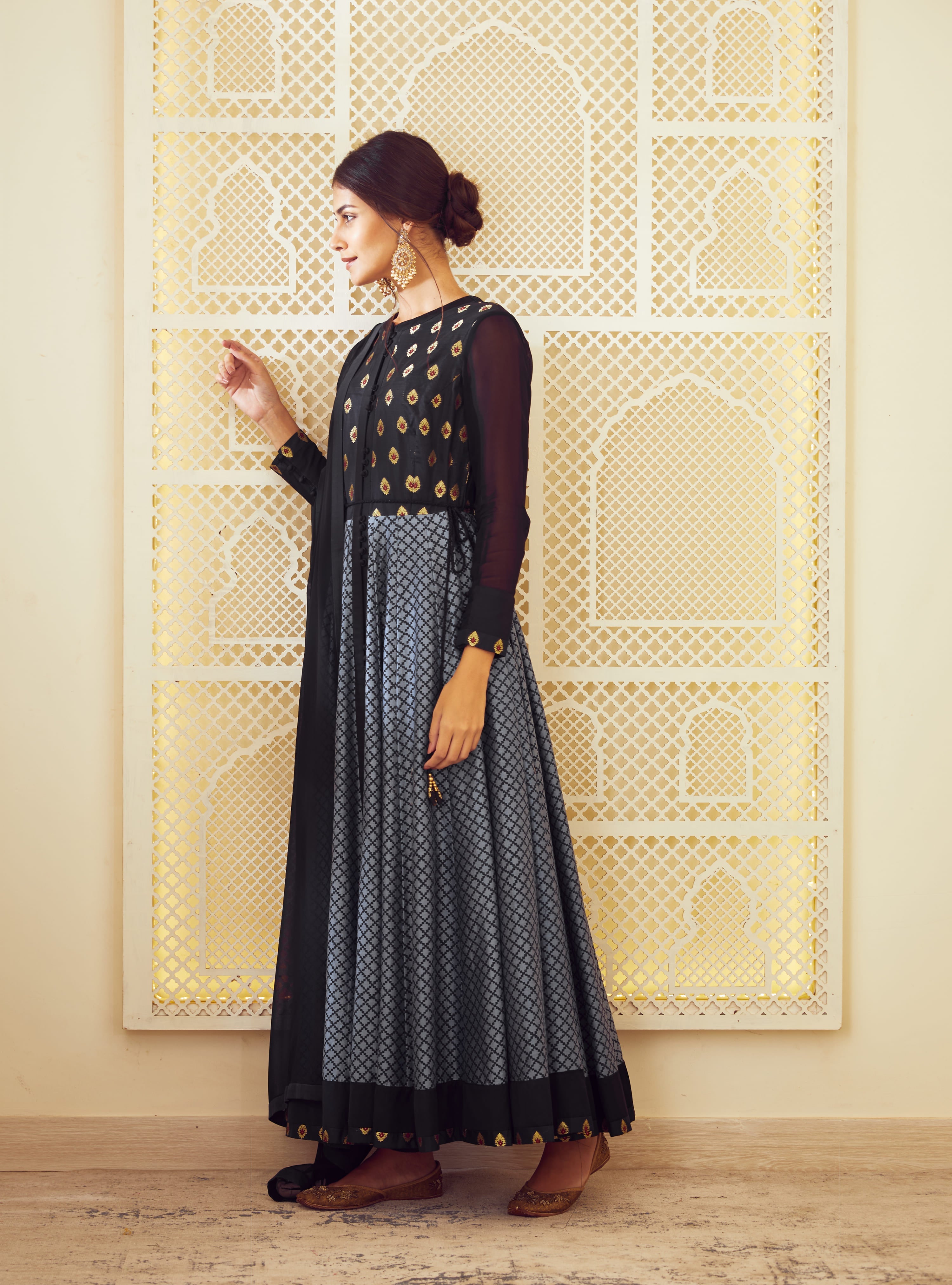 Navy Blue Anarkali Set