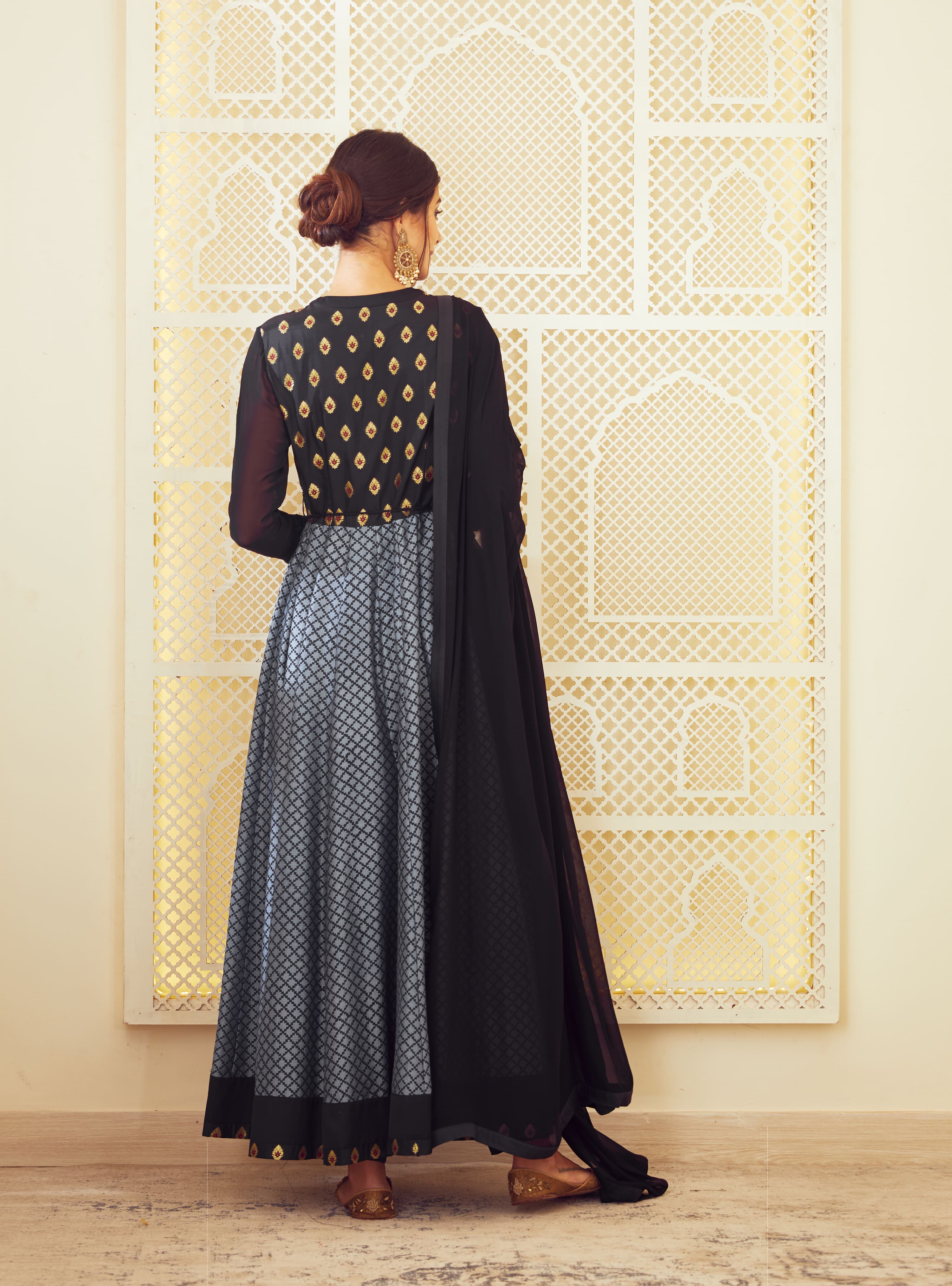 Navy Blue Anarkali Set