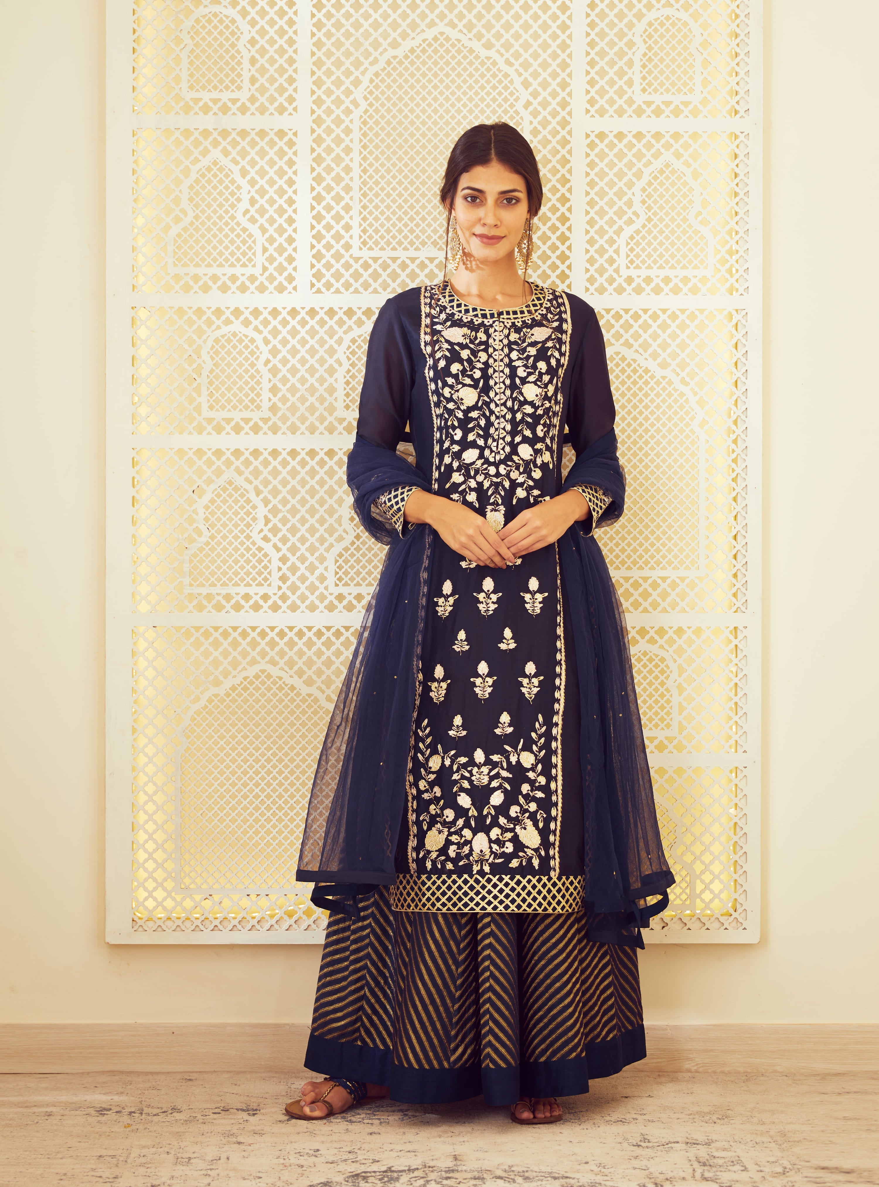 Navy Blue Kurta and skirt set