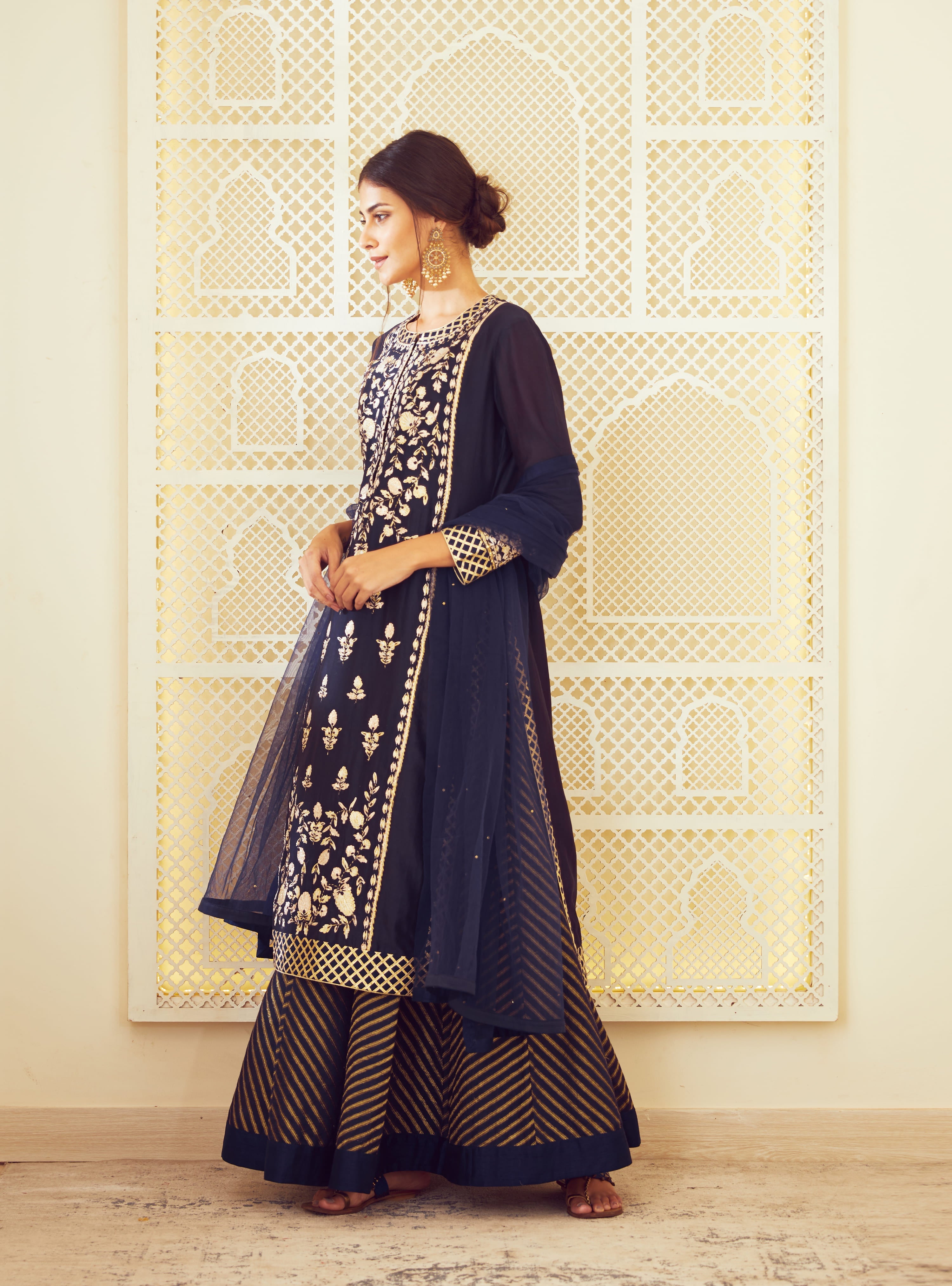 Navy Blue Kurta and skirt set