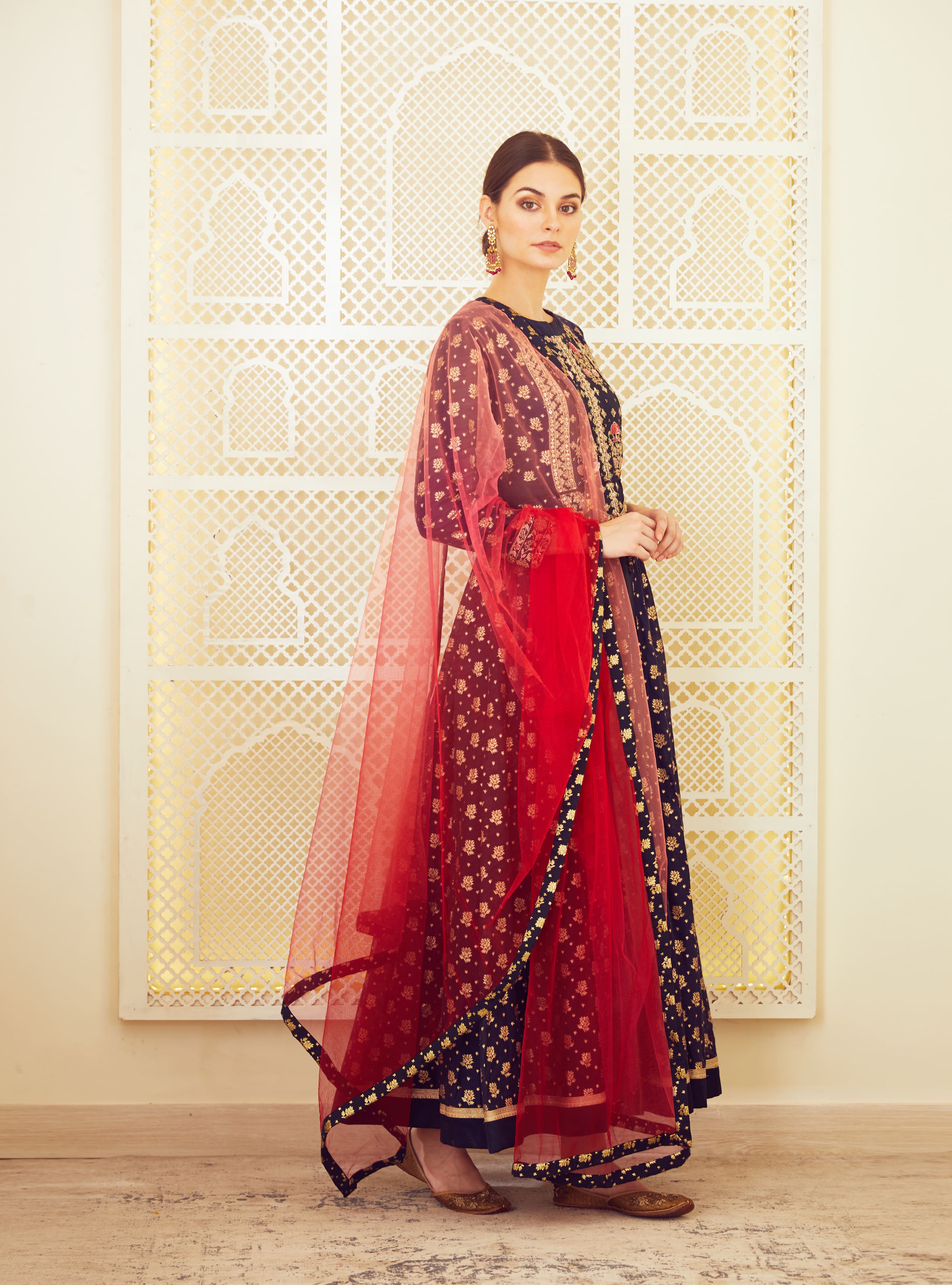 Navy Blue Anarkali Set