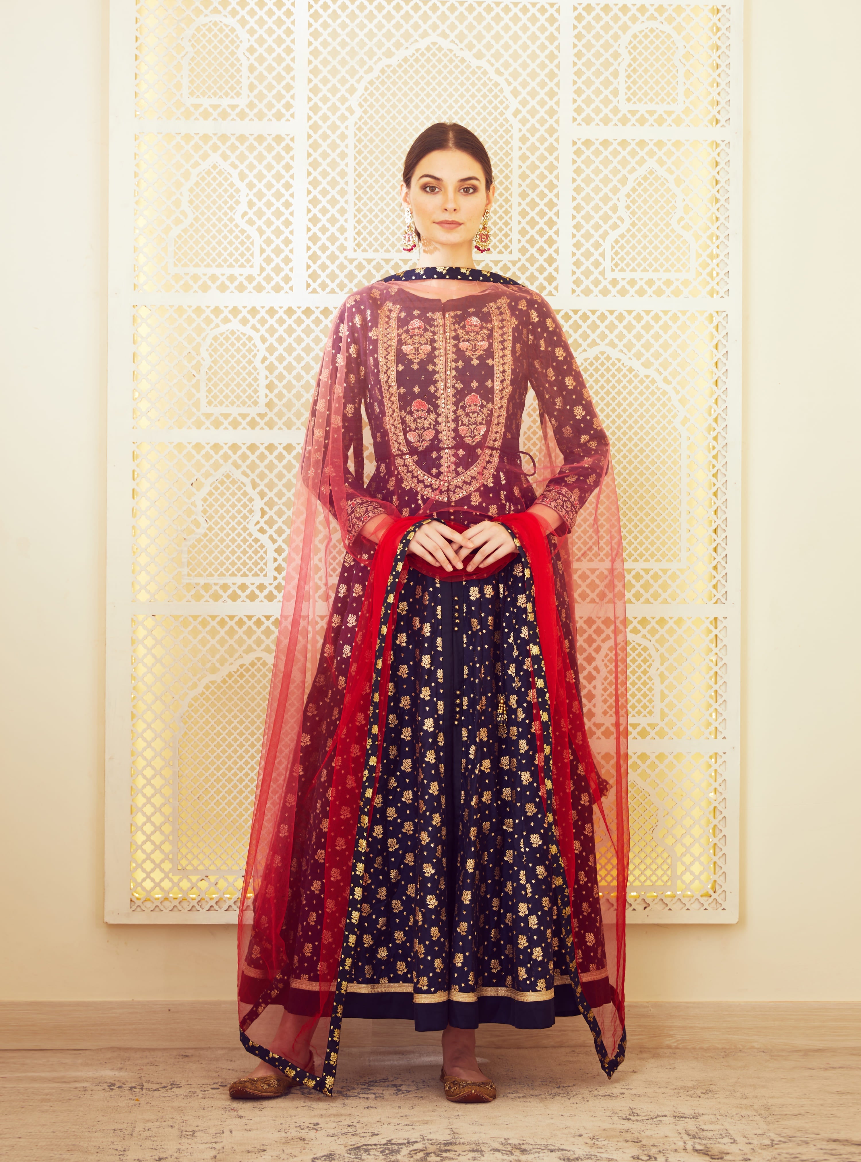 Navy Blue Anarkali Set