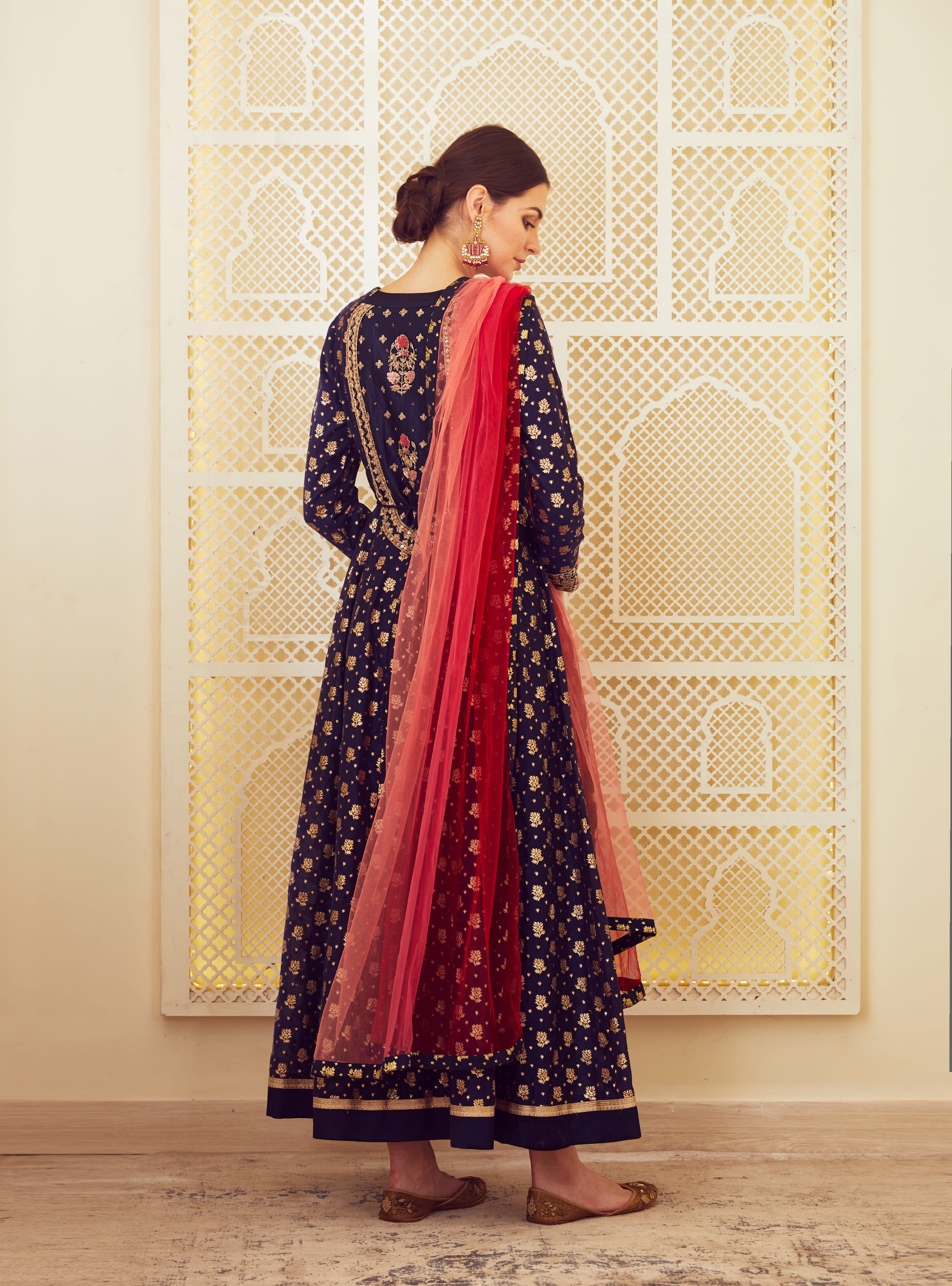Navy Blue Anarkali Set