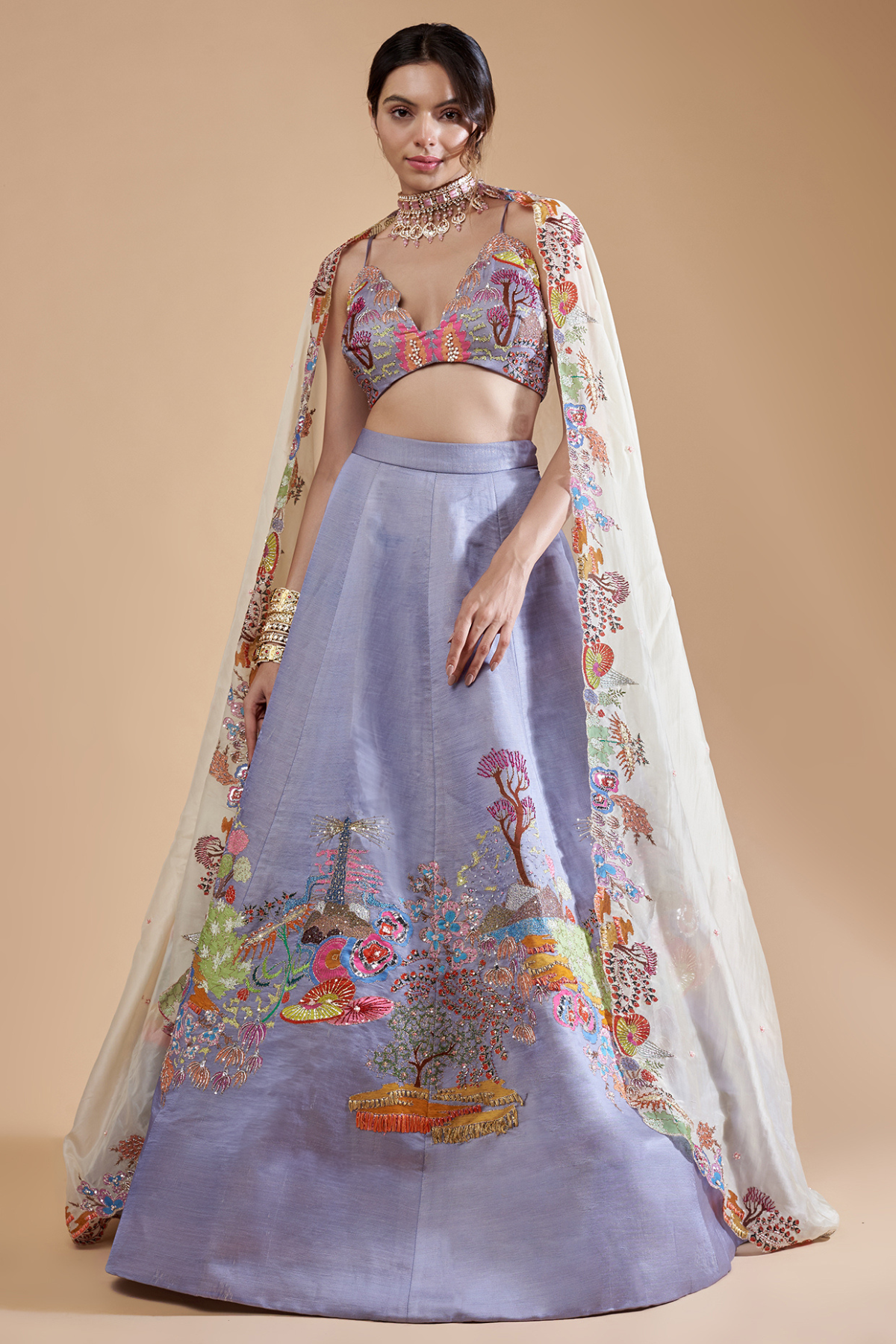 Aquarelle - Purple Tissue Lehenga Set