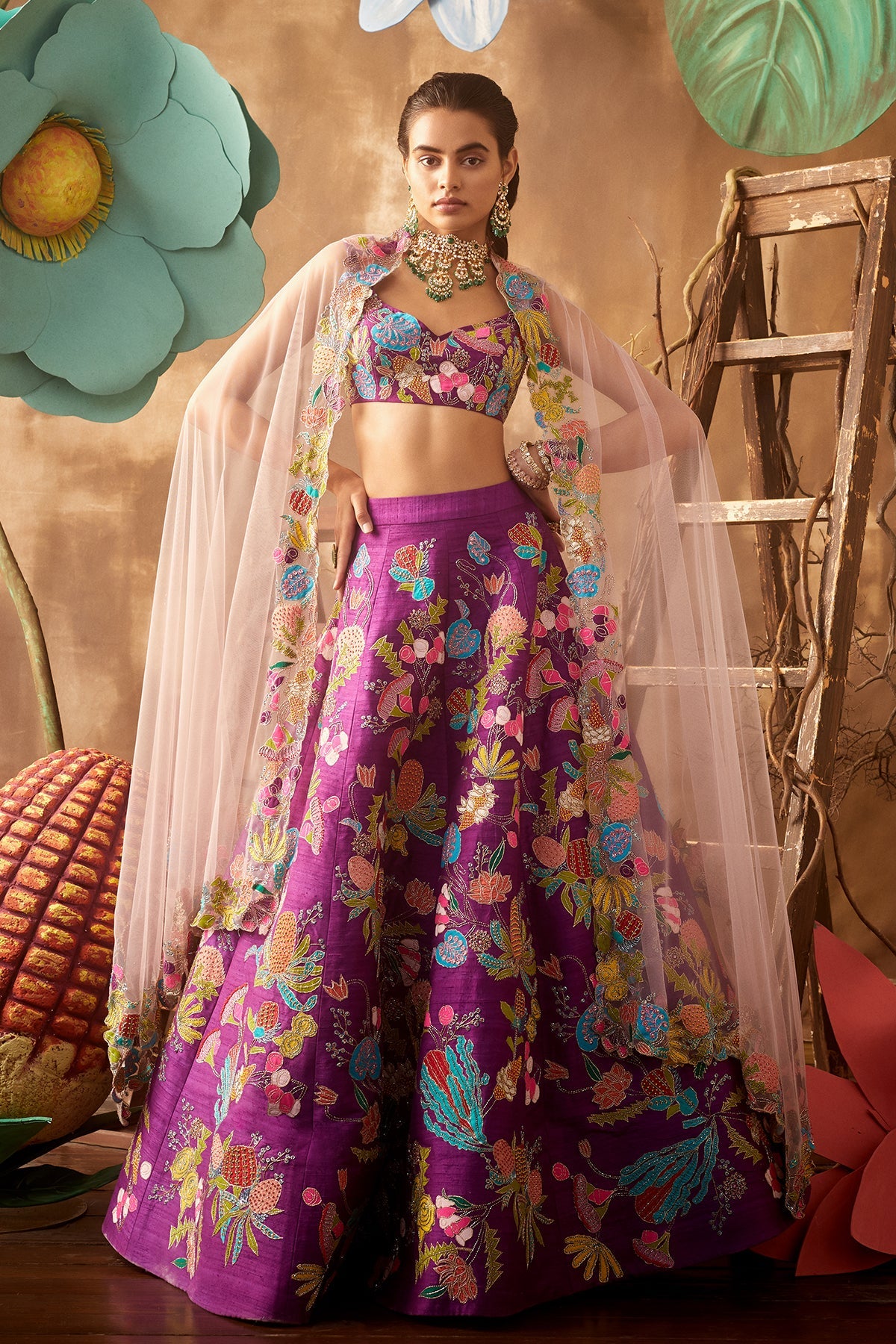 Iris - Purple Raw Silk Lehenga Set