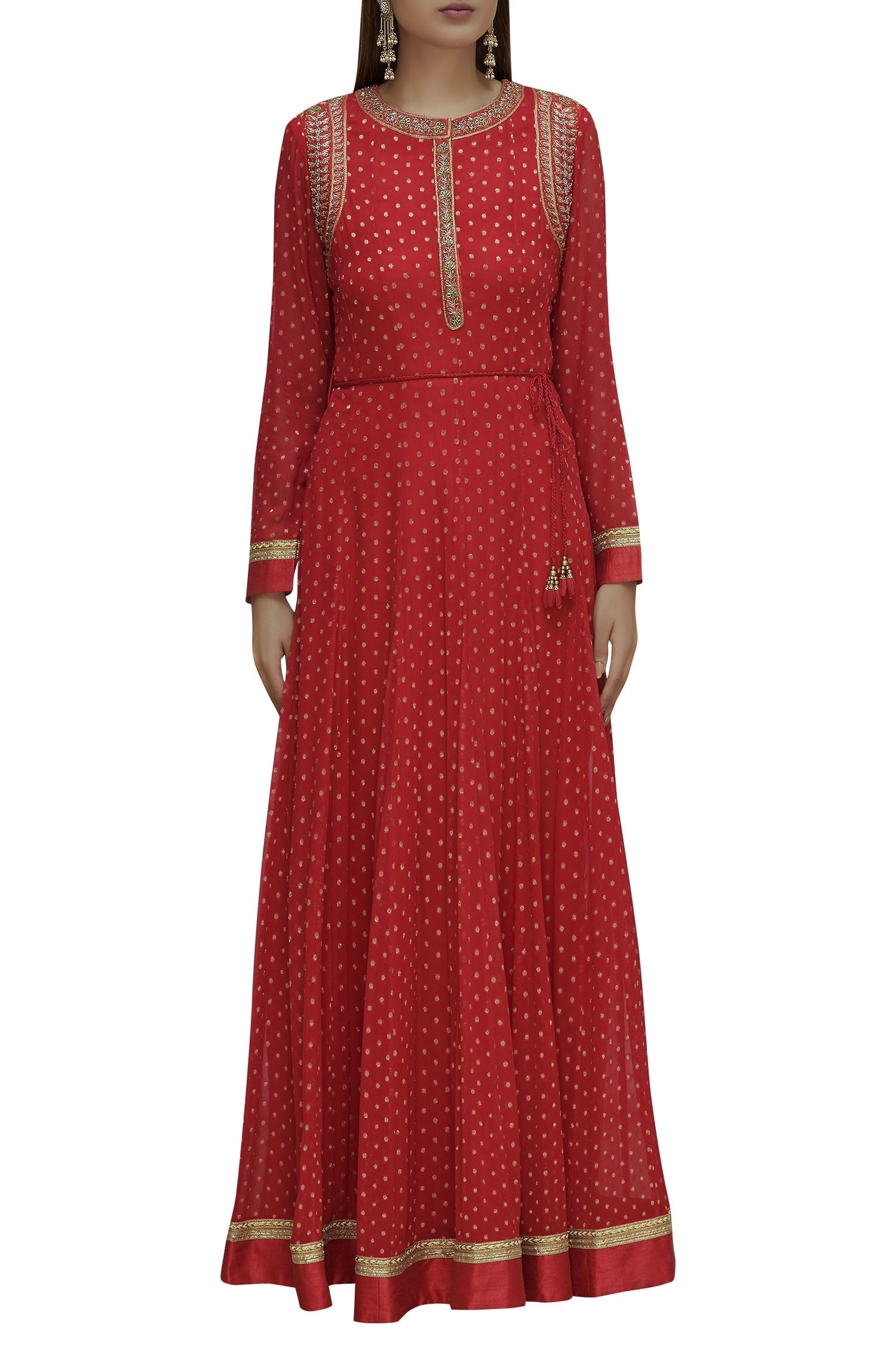 Red Anarkali Set