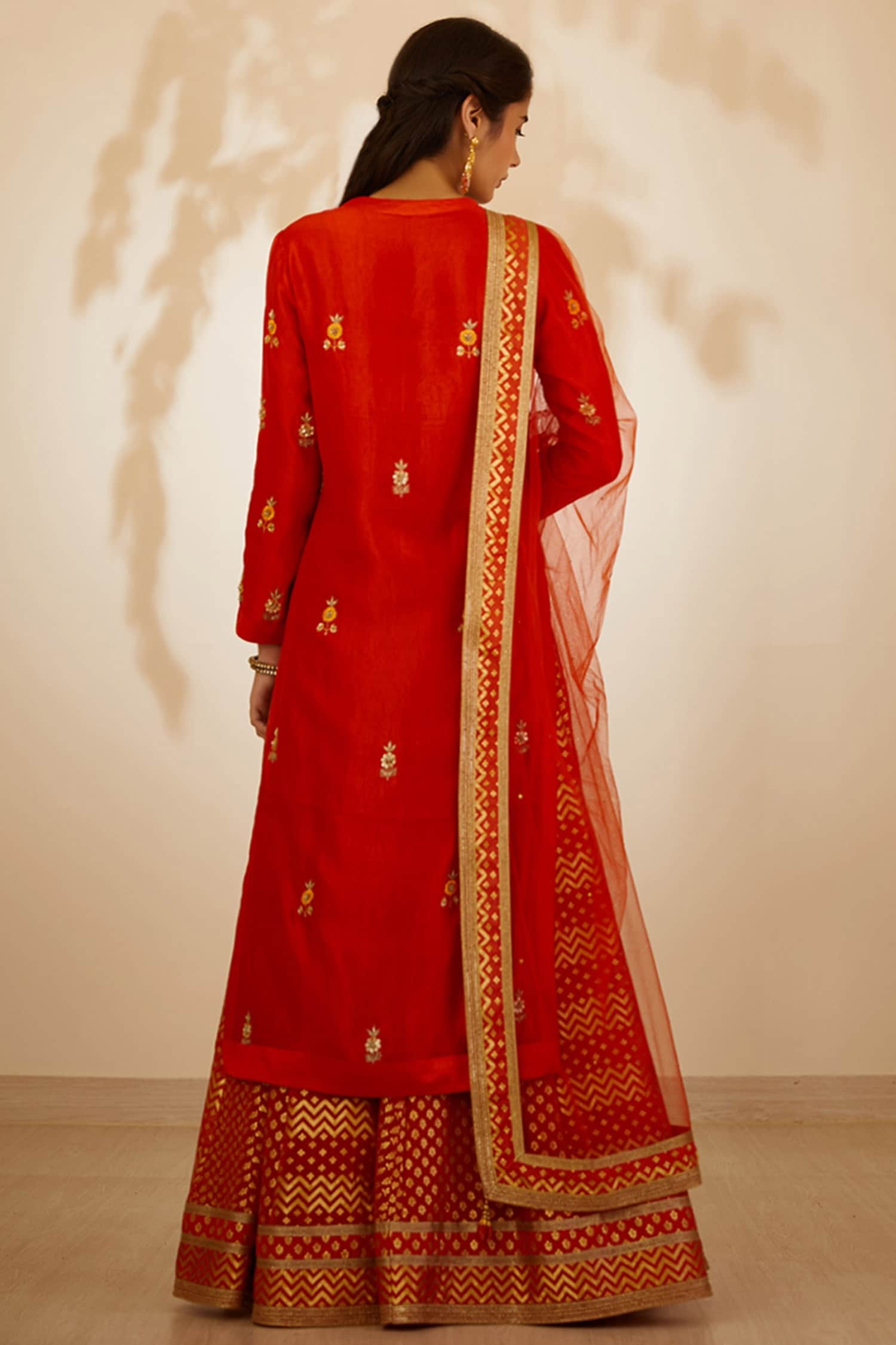 Burnt Orange Kurta & Skirt Set