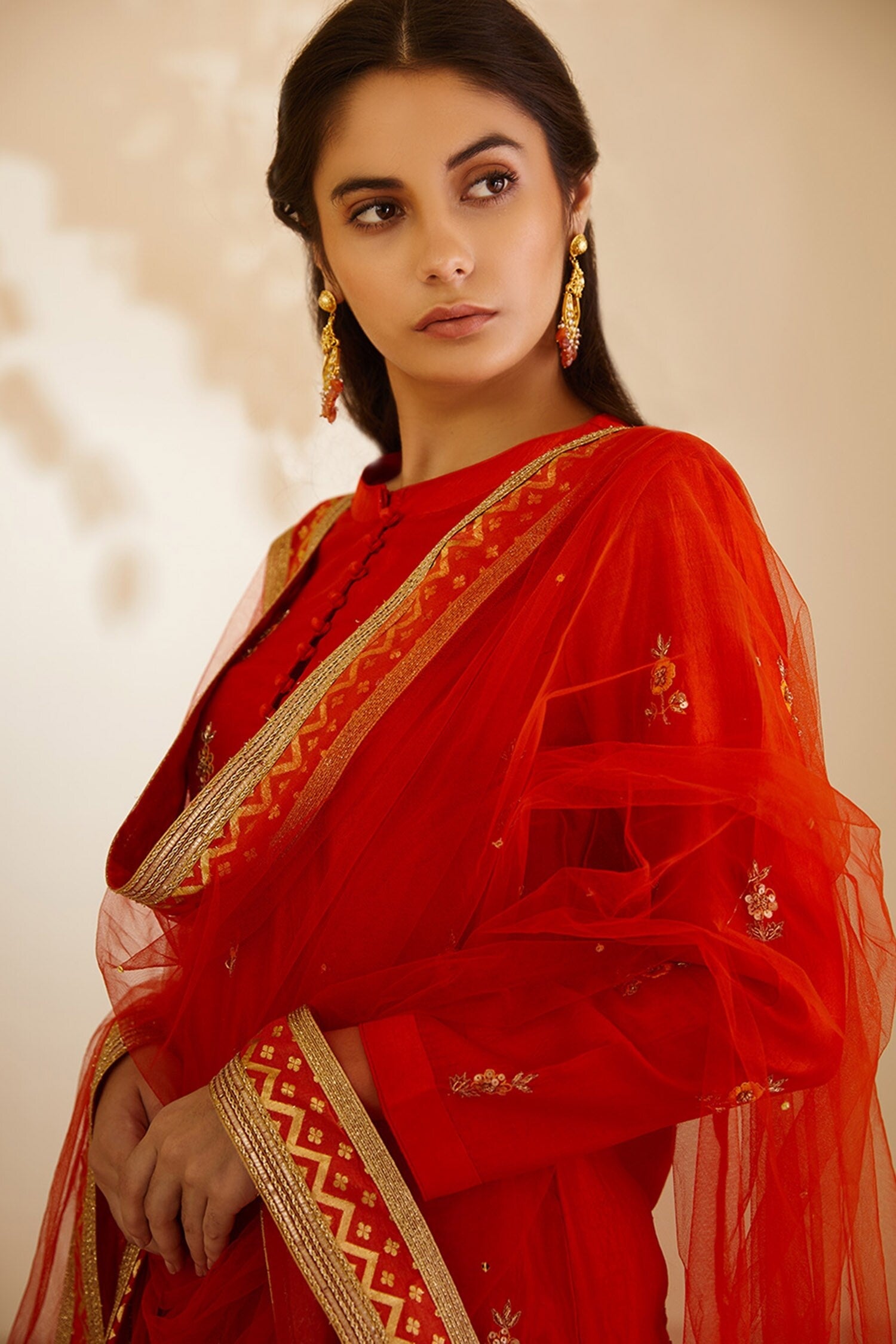 Burnt Orange Kurta & Skirt Set
