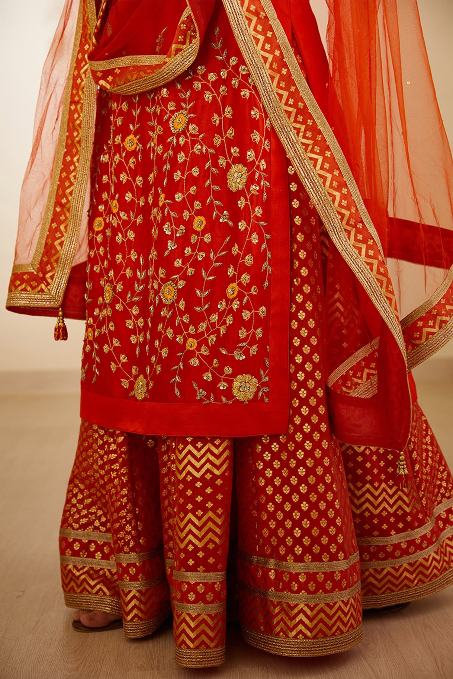 Burnt Orange Kurta & Skirt Set